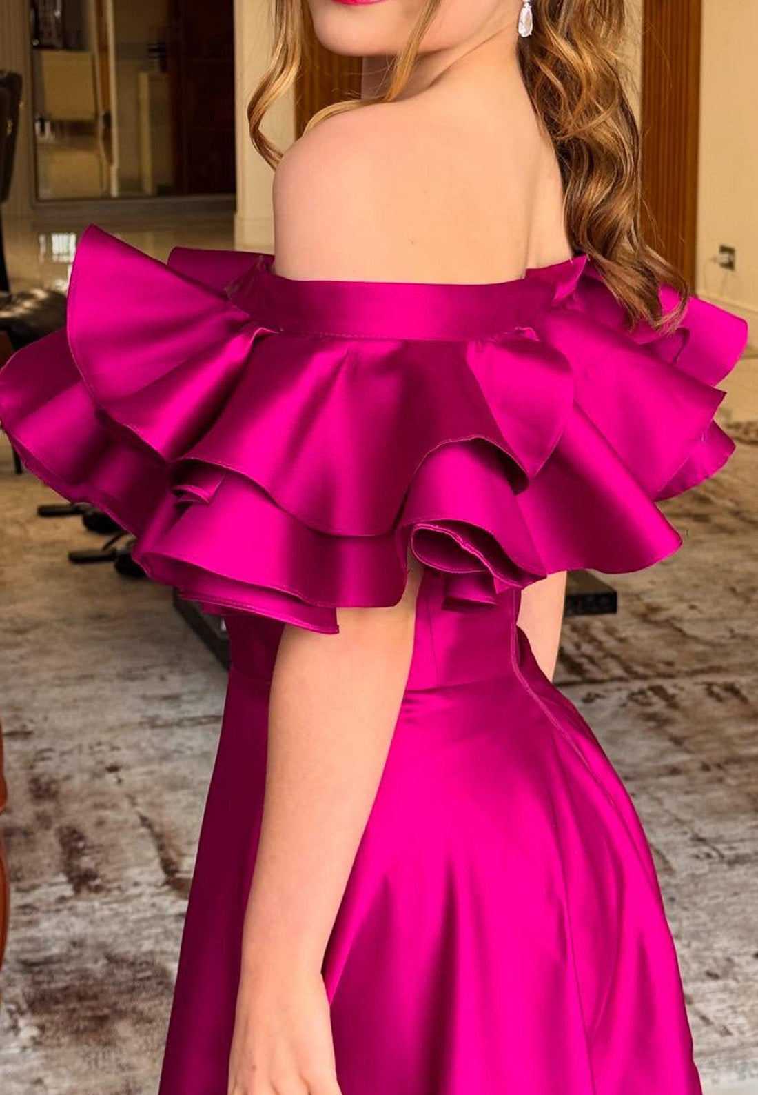 Off-Shoulder Strapless Ruffled Sleek A-Line Evening Dress