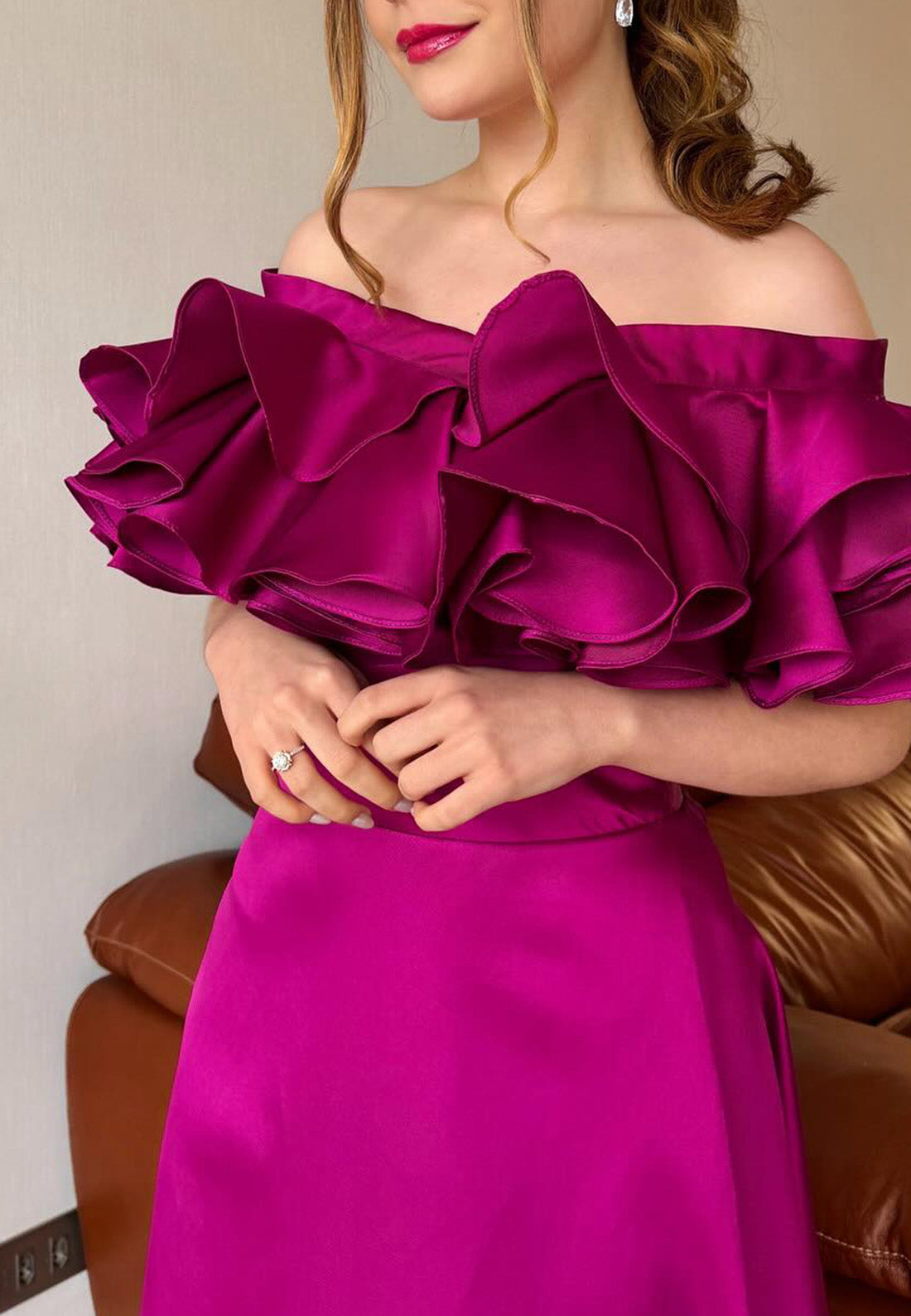 Off-Shoulder Strapless Ruffled Sleek A-Line Evening Dress
