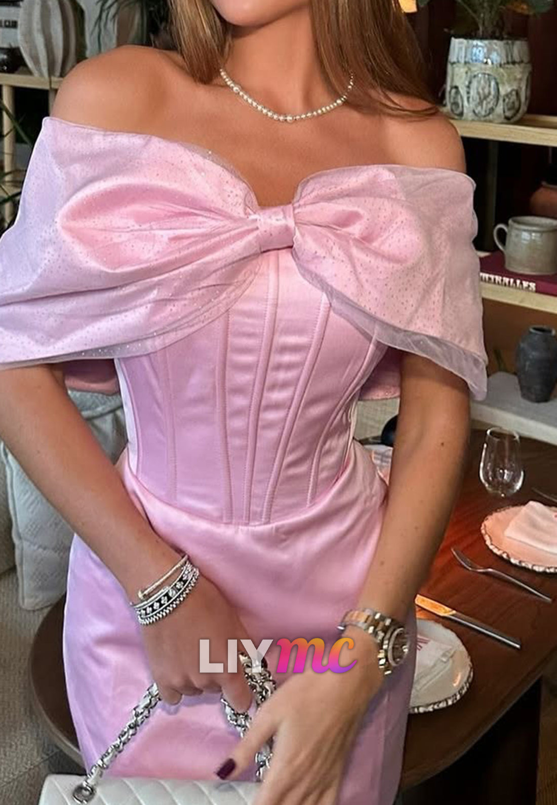 Off-Shoulder Strapless Sheath Pink Party Homecoming Dress