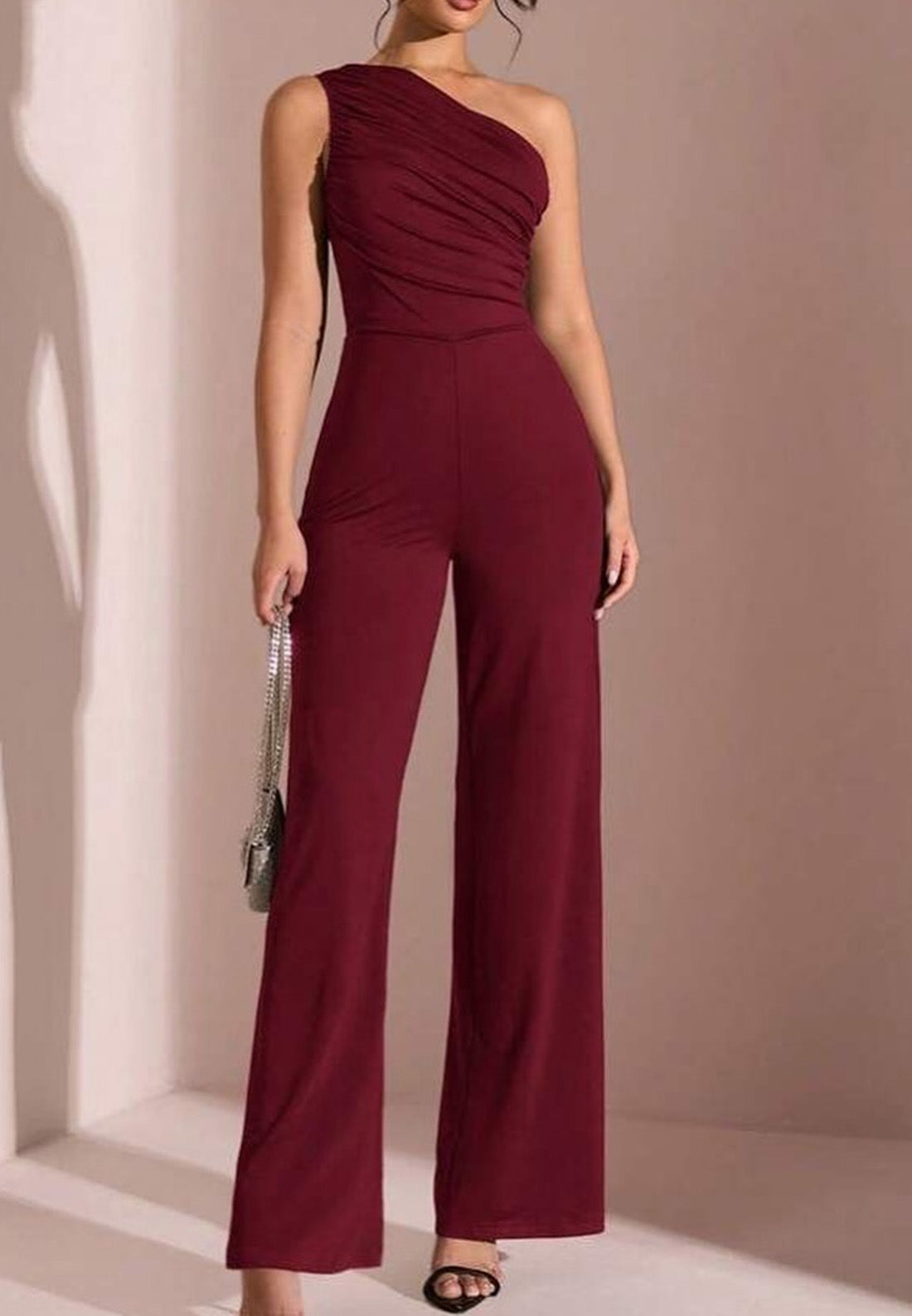 One Shoulder Cocktail Sleeveless Jumpsuit