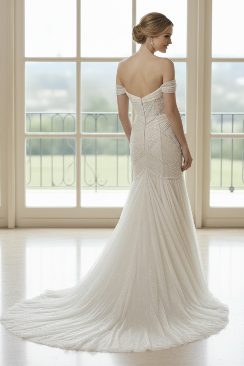 One Shoulder Sleeveless Appliques Mermaid Wedding Dress