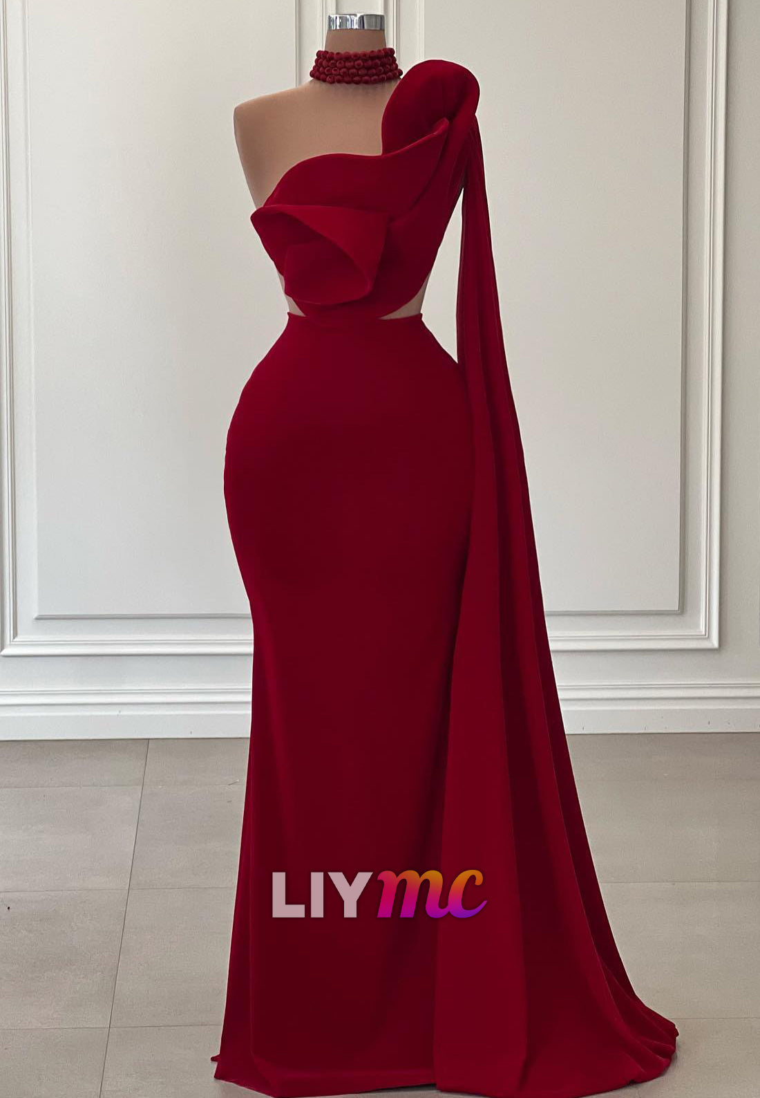 One Shoulder Sleeveless Formal Dress Sheath Evening Dress