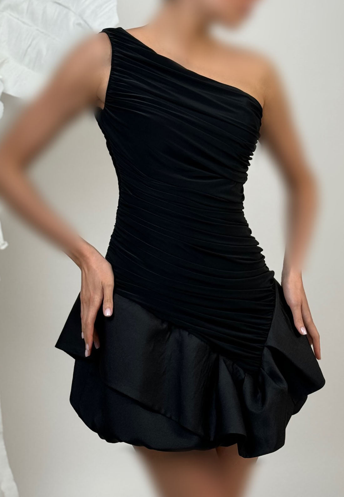One Shoulder Sleeveless Pleated Short A-Line Party Dress