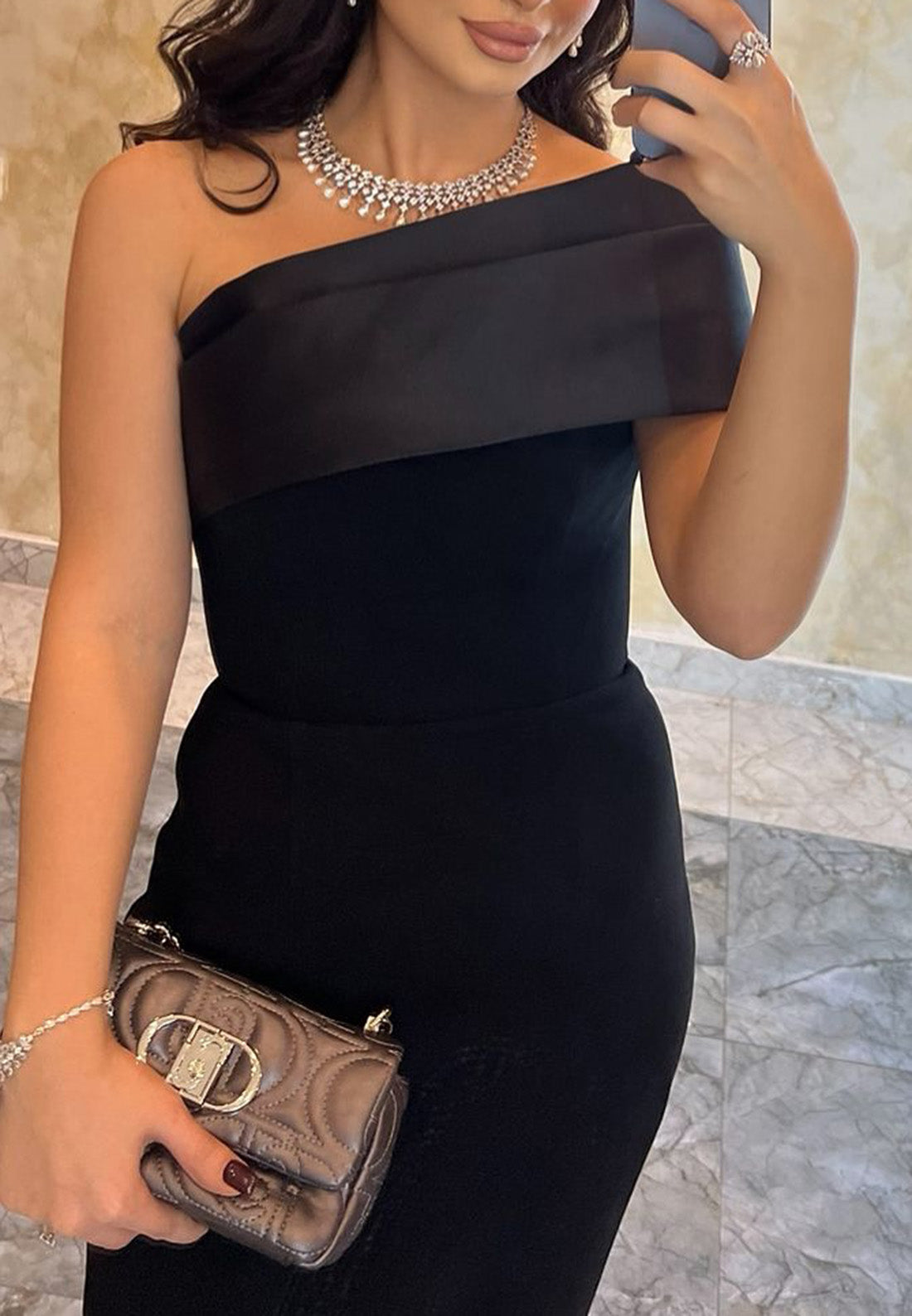 One Shoulder Sleeveless Sheath Evening Dress