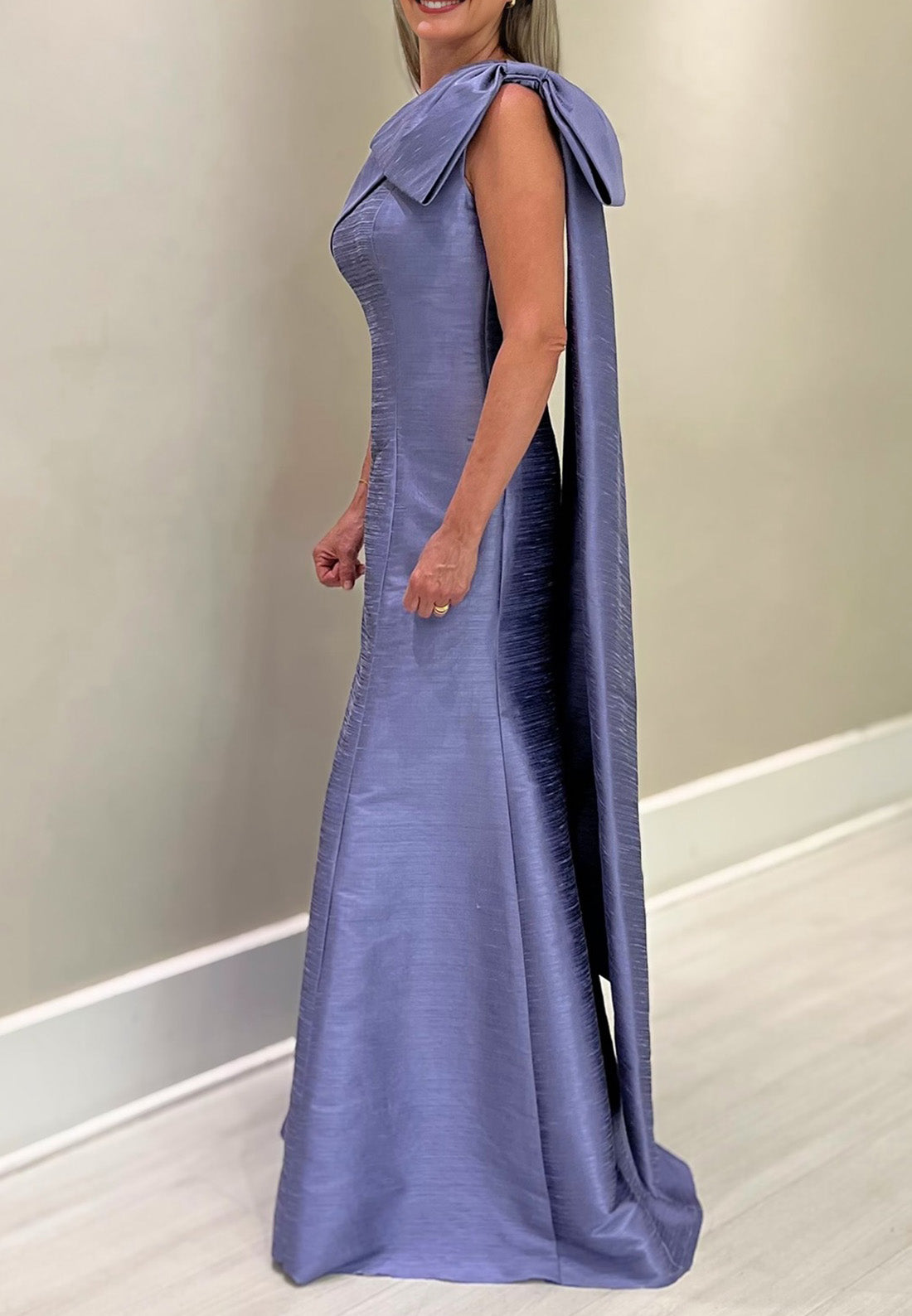 One Shoulder Sleeveless Sleek Bowknot Mermaid Mother of Bride Dress