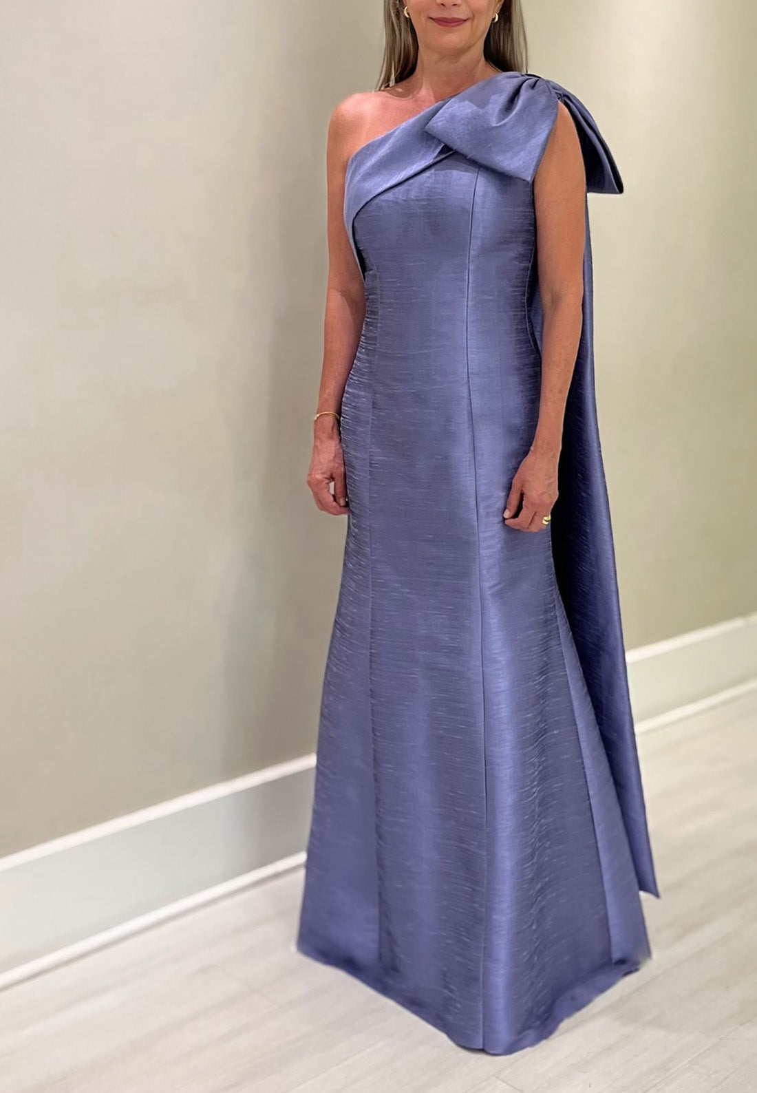 One Shoulder Sleeveless Sleek Bowknot Mermaid Mother of Bride Dress