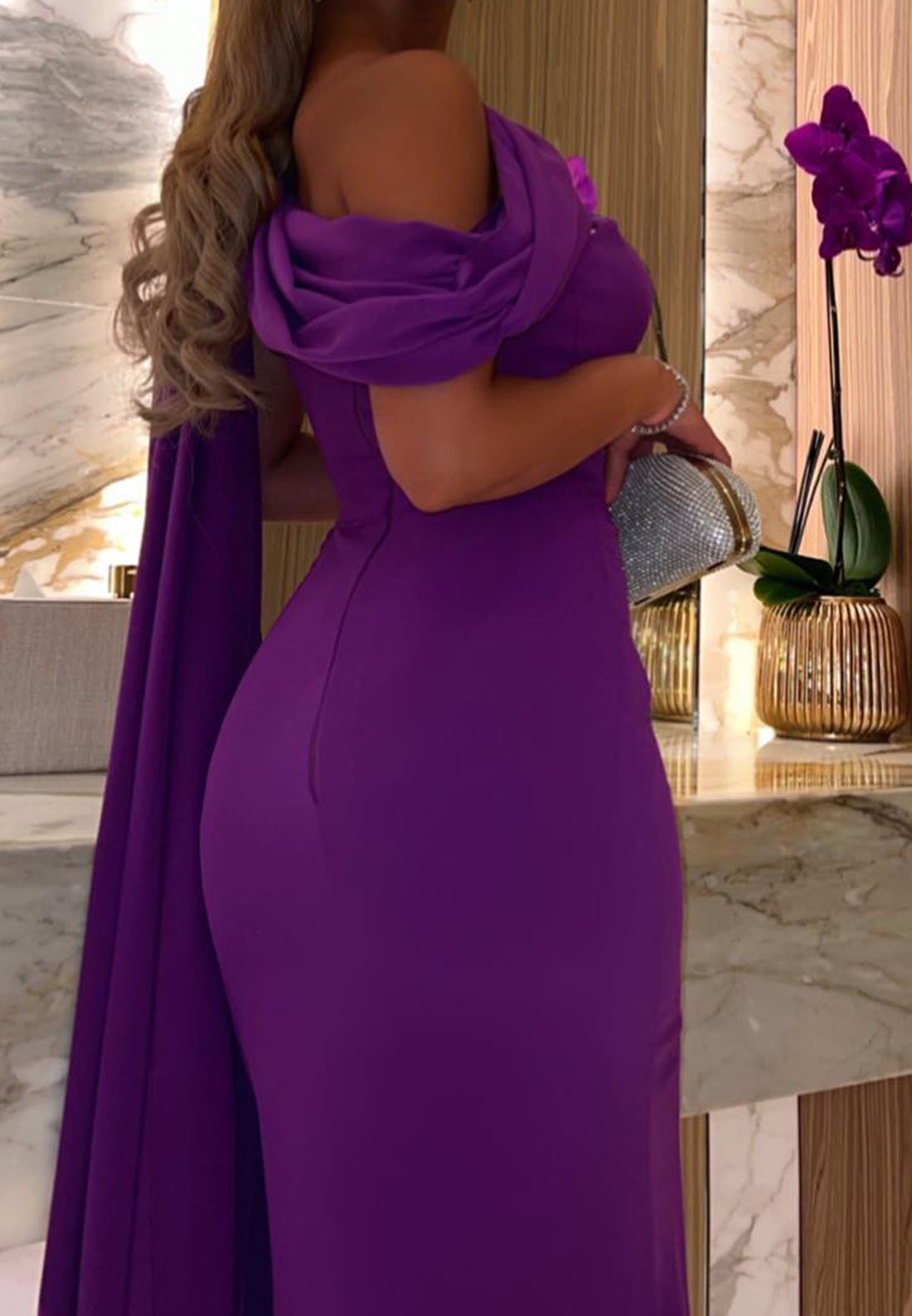 One Shoulder Sleeveless Sleek Mermaid Fitted Evening Dress