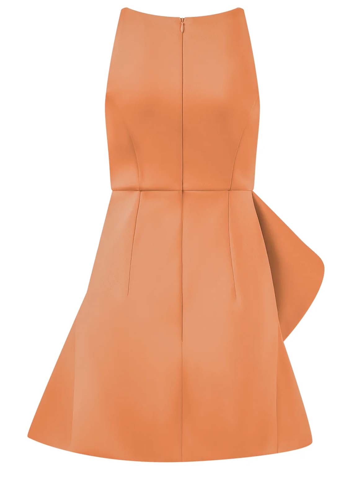 Orange Ruched Sleeveless A-Line Mini Dress