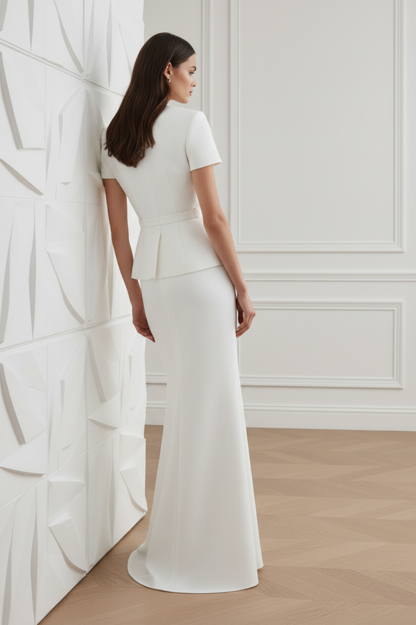 Cream Linen Cocktail Mermaid Maxi Dress
