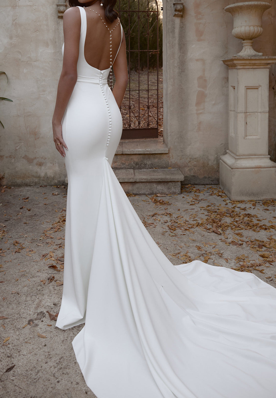 Square Straps Sleek Mermaid Beach Wedding Dress
