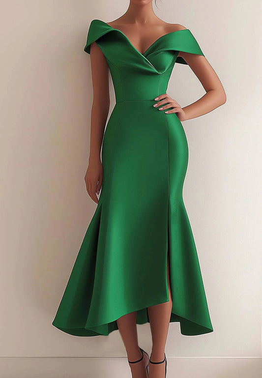 Party Prom Dress Metallic Fabric Colorful Long Sleeve Pleated Midi Dress