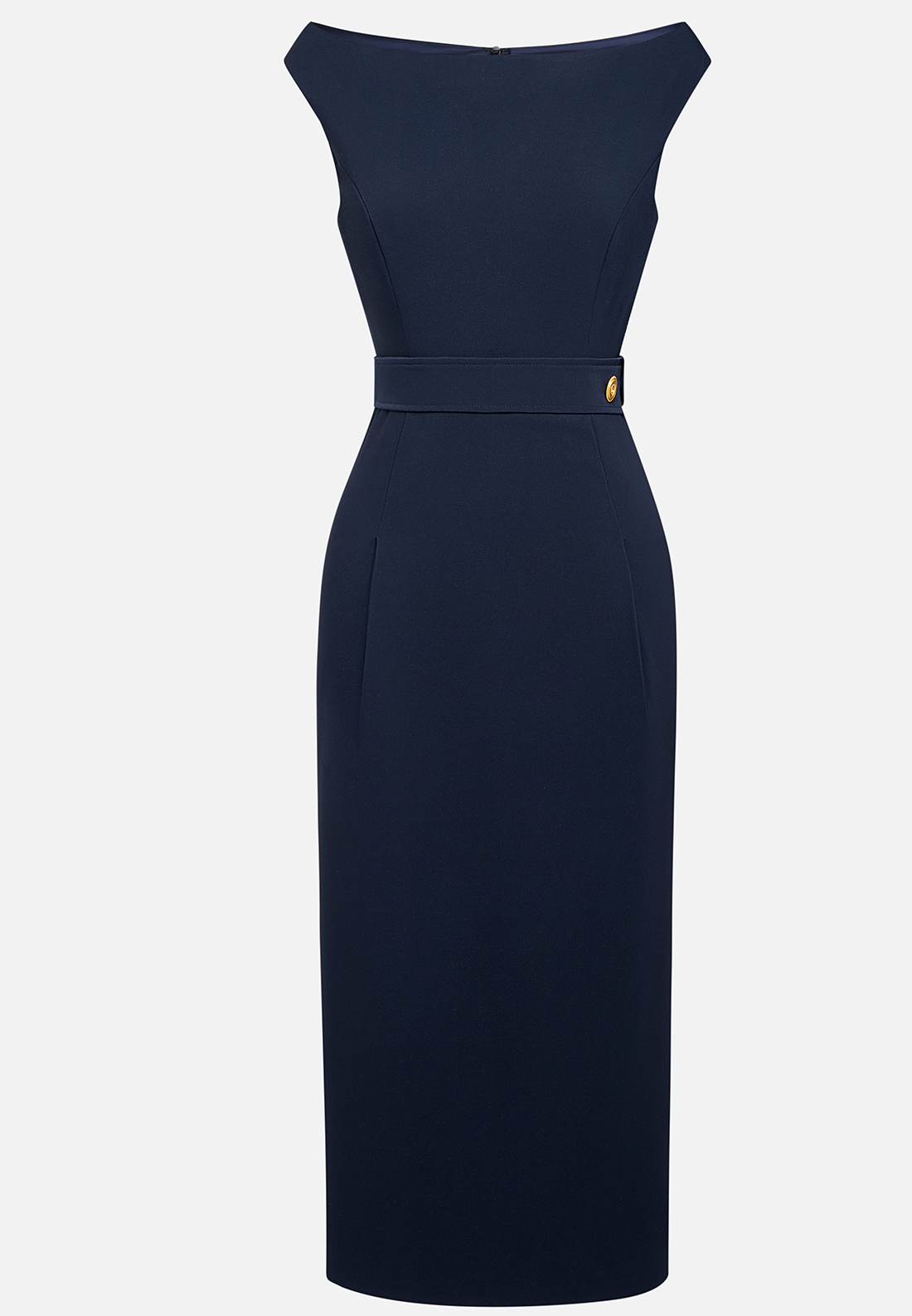 Purplish blue Buckle Classic Off The Shoulder Cap Sleeve A-Line Midi Dress