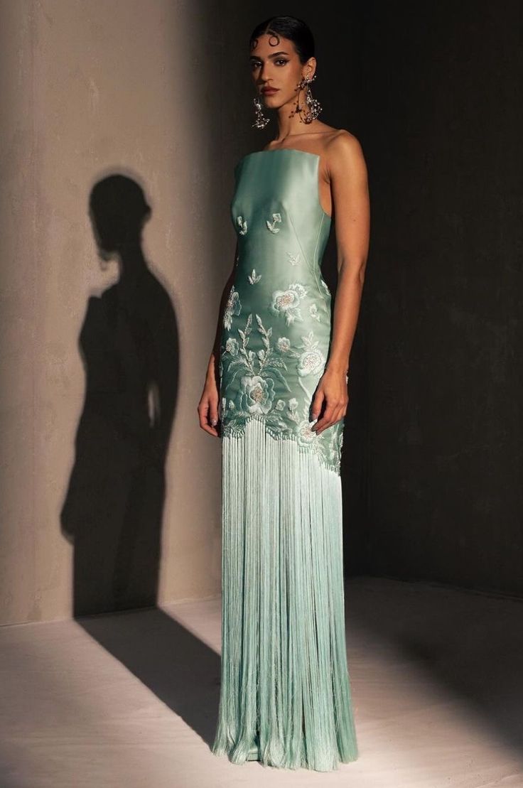 Fancy Mermaid Strapless Neckline Green Satin Long Prom Dress Evening Dress Formal Dress
