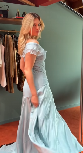Classy Mermaid Off The Shoulder Light Sky Blue Evening Dress Prom Dresses