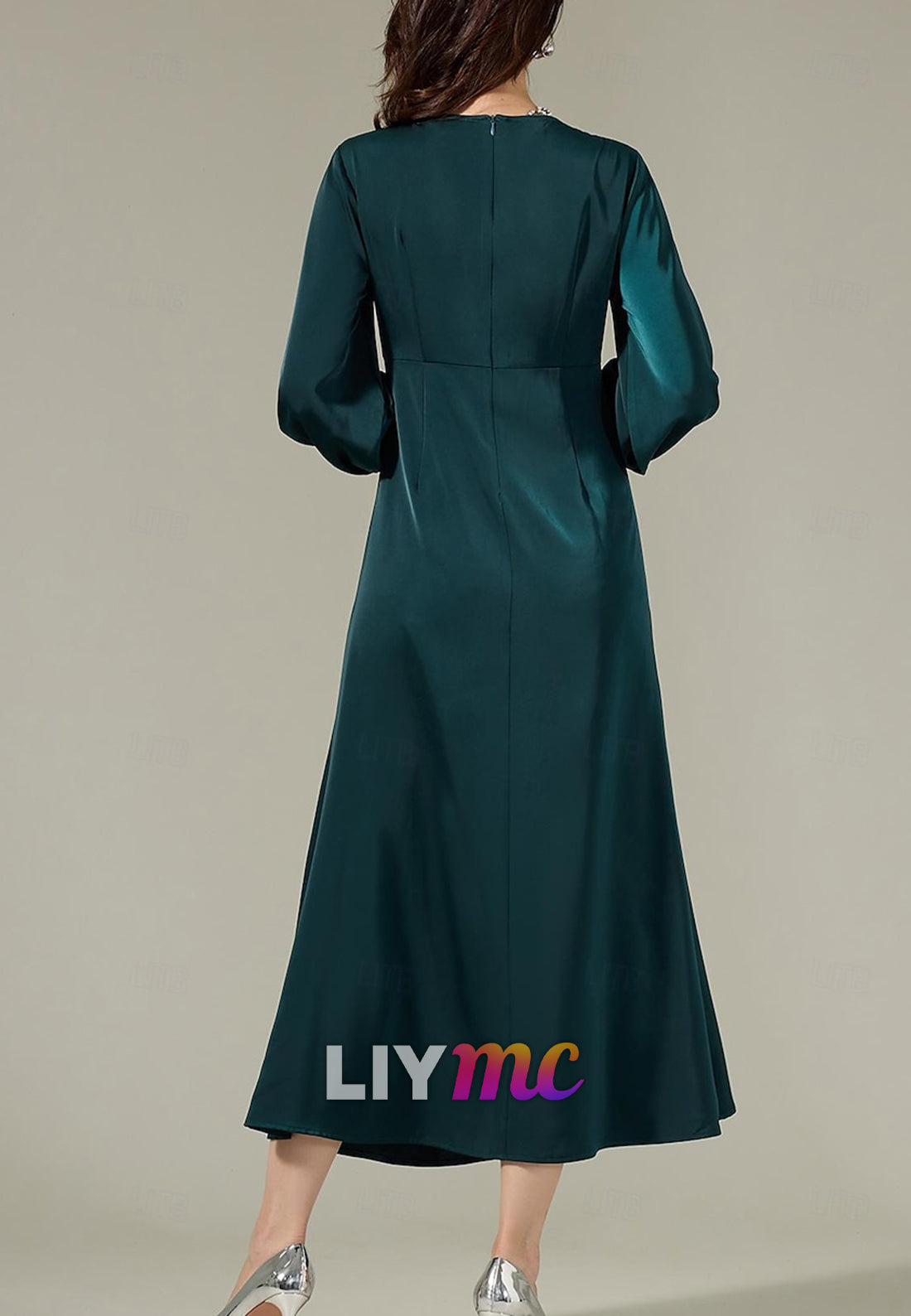 Satin Dark Green Twist Elegant Fashion Maxi Party Dress