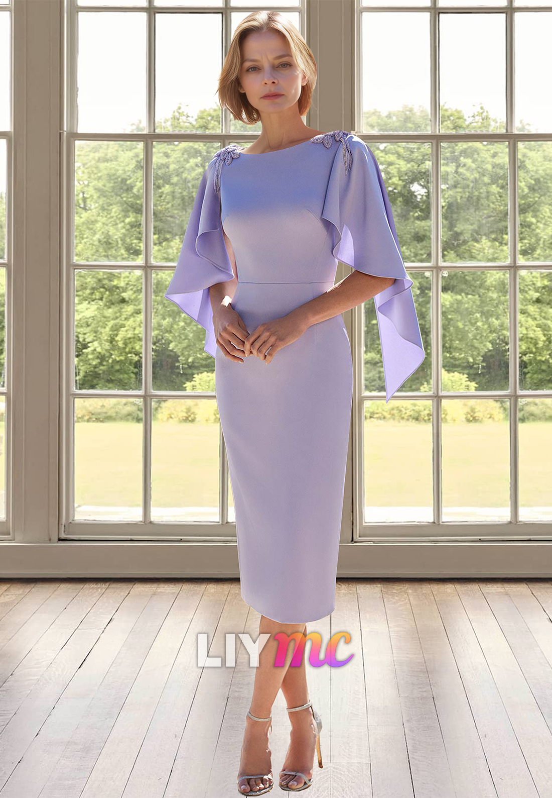 Scoop Half Sleeves Sleek Sheath Knee-Length Mother of Bride Dress Liymc Scoop Half Sleeves Sleek Sheath Knee-Length Mother of Bride Dress Liymc