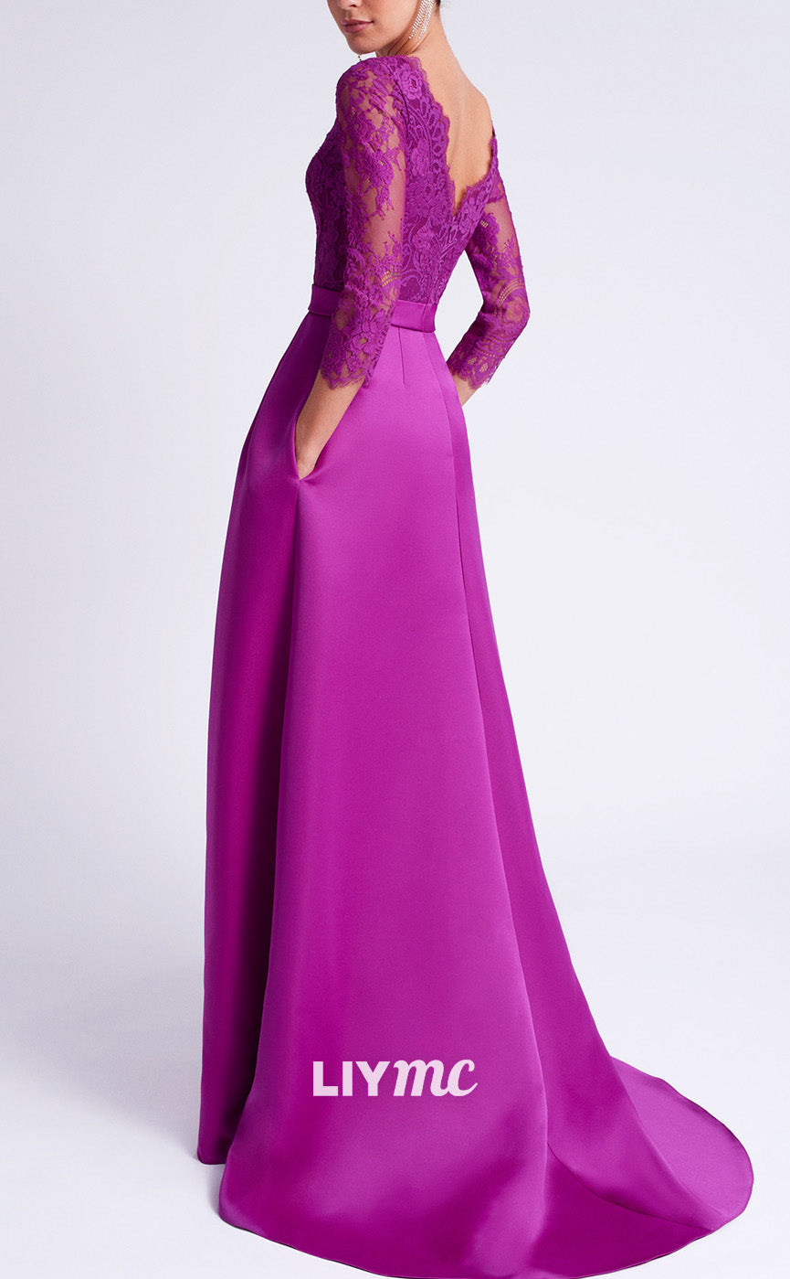 M1245 - Scoop Long Sleeves Appliques A-Line Mother of Bride Dress Cocktail Dress