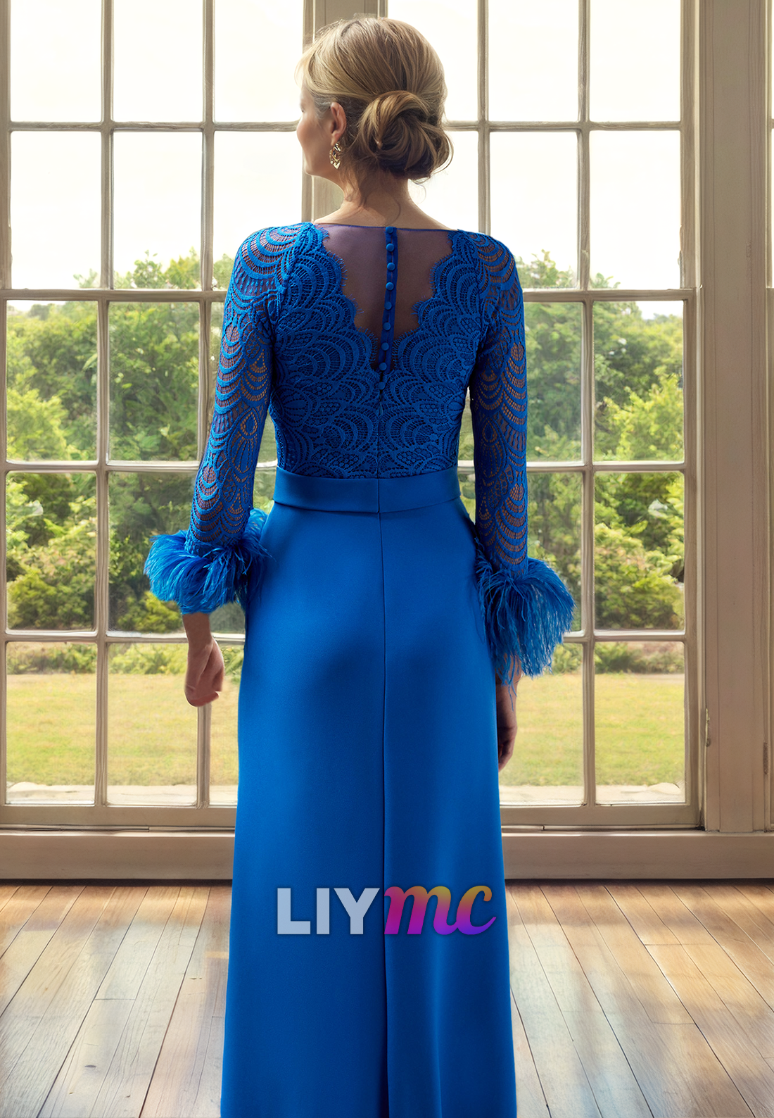 Scoop Long Sleeves Appliques Mother of Bride Dress Cocktail Dress