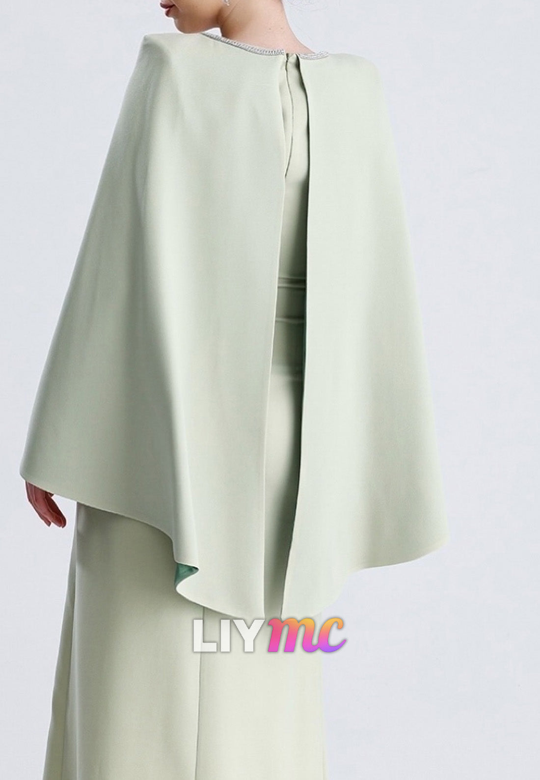 Scoop Long Sleeves Beaded Sheath Evening Dress