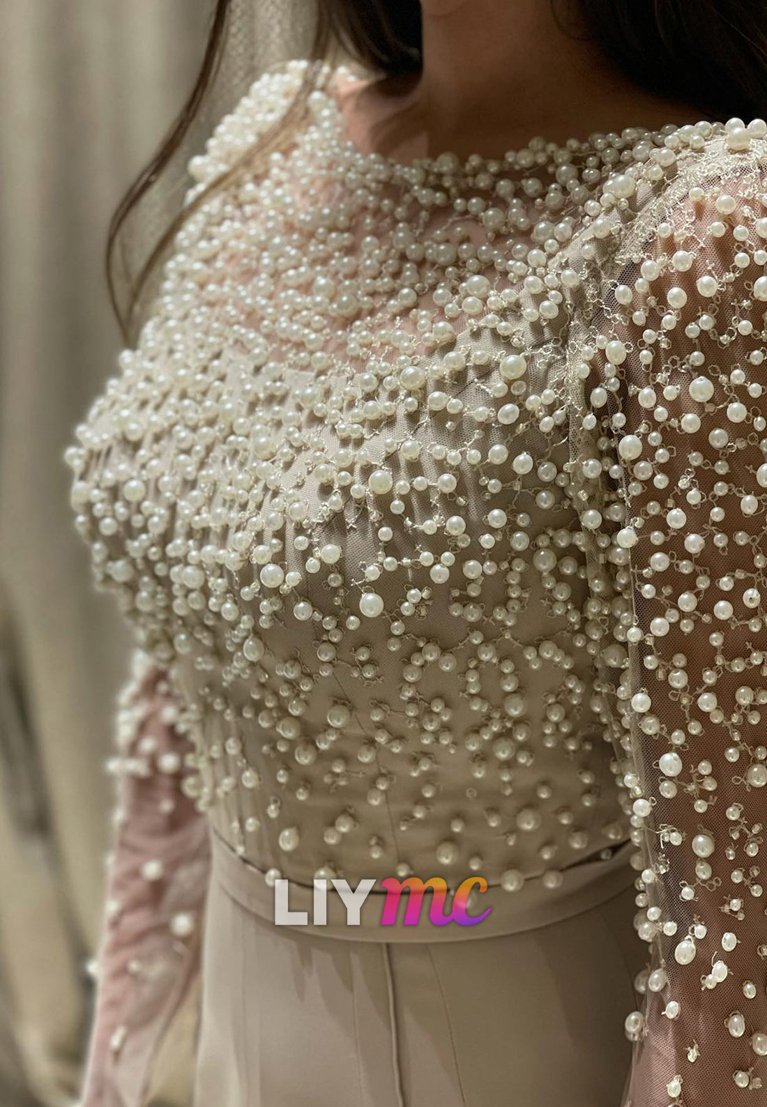 Scoop Long Sleeves Pearl Jumpsuit