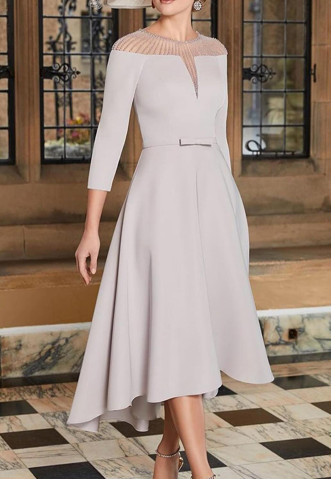 Scoop Long Sleeves Sleek A-Line Mother of Bride Dress Liymc Scoop Long Sleeves Sleek A-Line Mother of Bride Dress Liymc