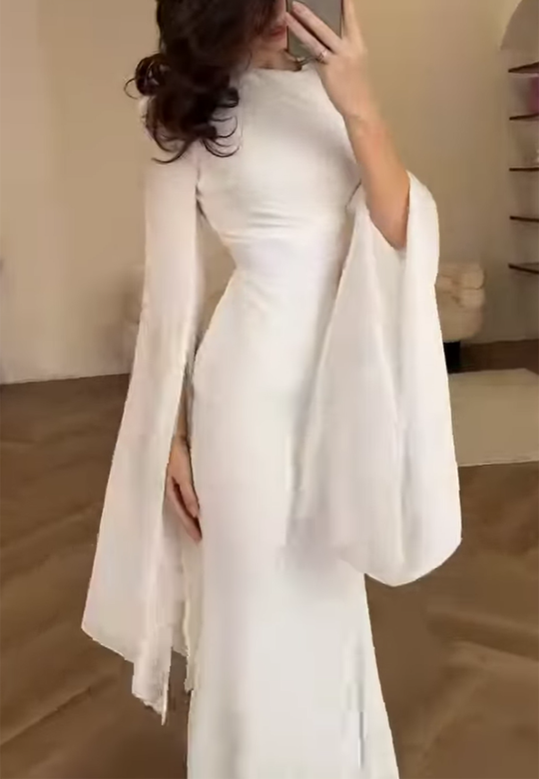 Scoop Long Sleeves Sleek Mermaid Formal Dress