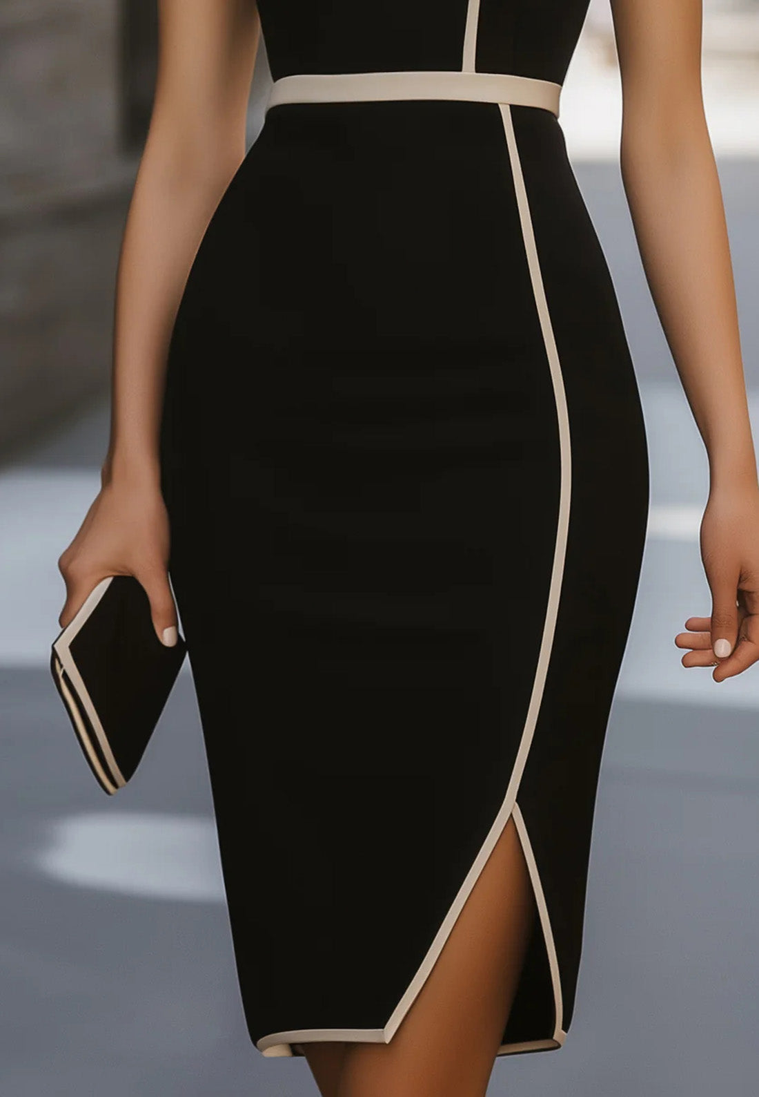 Scoop Sleeveless Knee Length Midi Sheath Work Dress