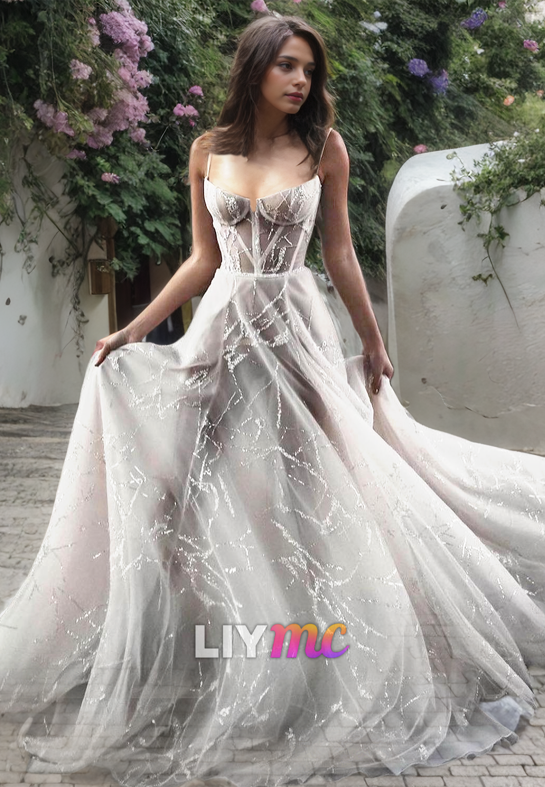 sheer beach wedding dress Mermaid Boho Wedding Dress Beach Bridal Dress Stunning Bohemian Lace Wedding Gown AWD2004