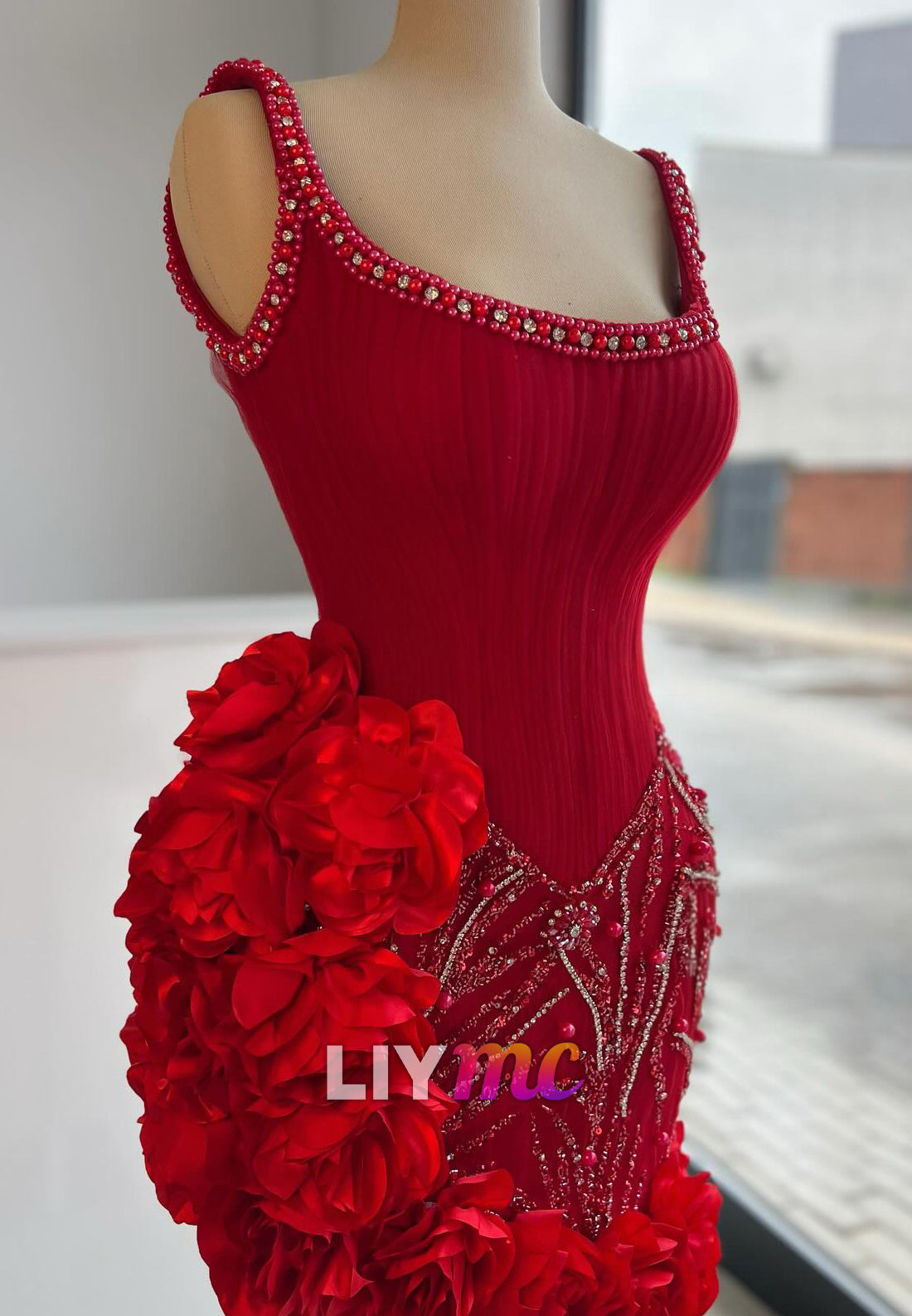 Scoop Straps Floral Embellished Sheath Beaded Party Homecoming Dress