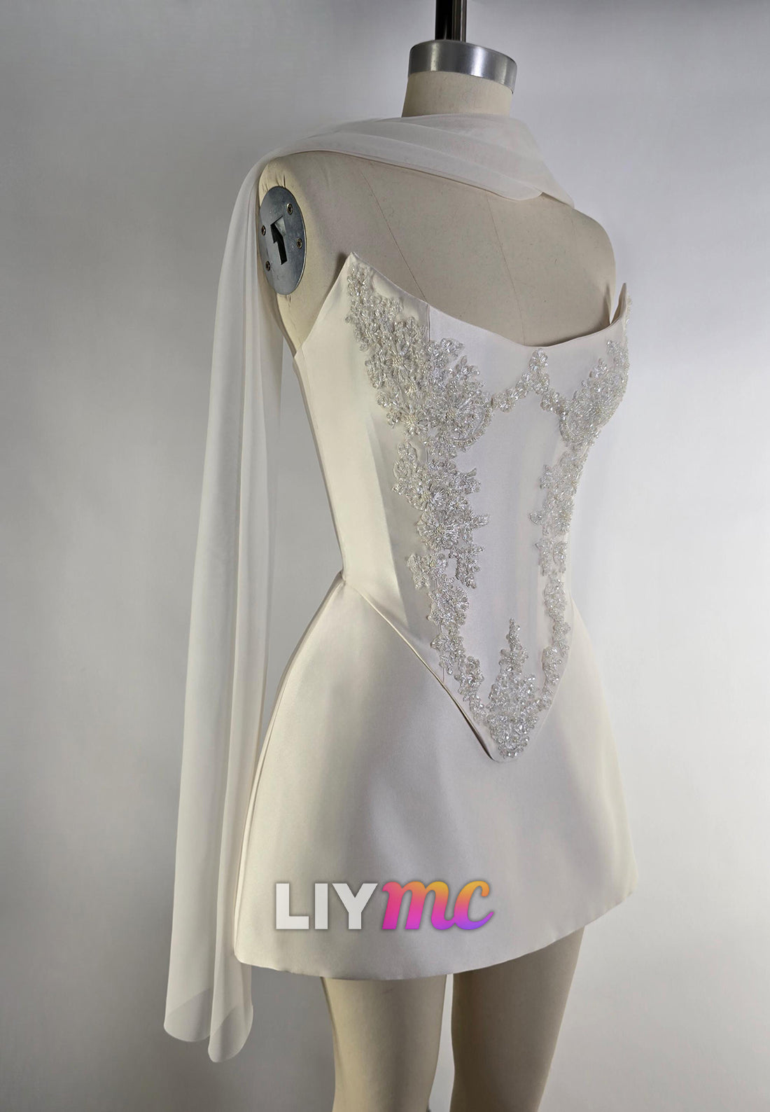 Semi-Sweetheart Satin Appliques Sleek A-Line Party Dress