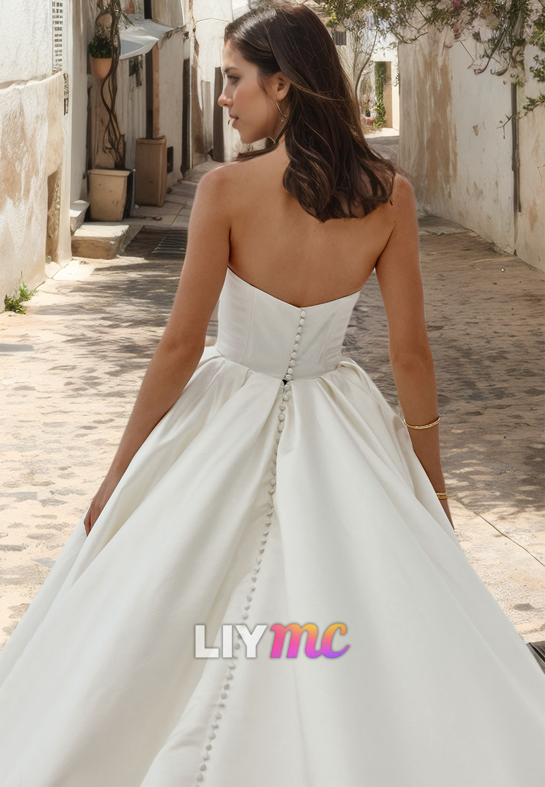 Semi-Sweetheart Strapless Pleated A-Line Wedding Dress