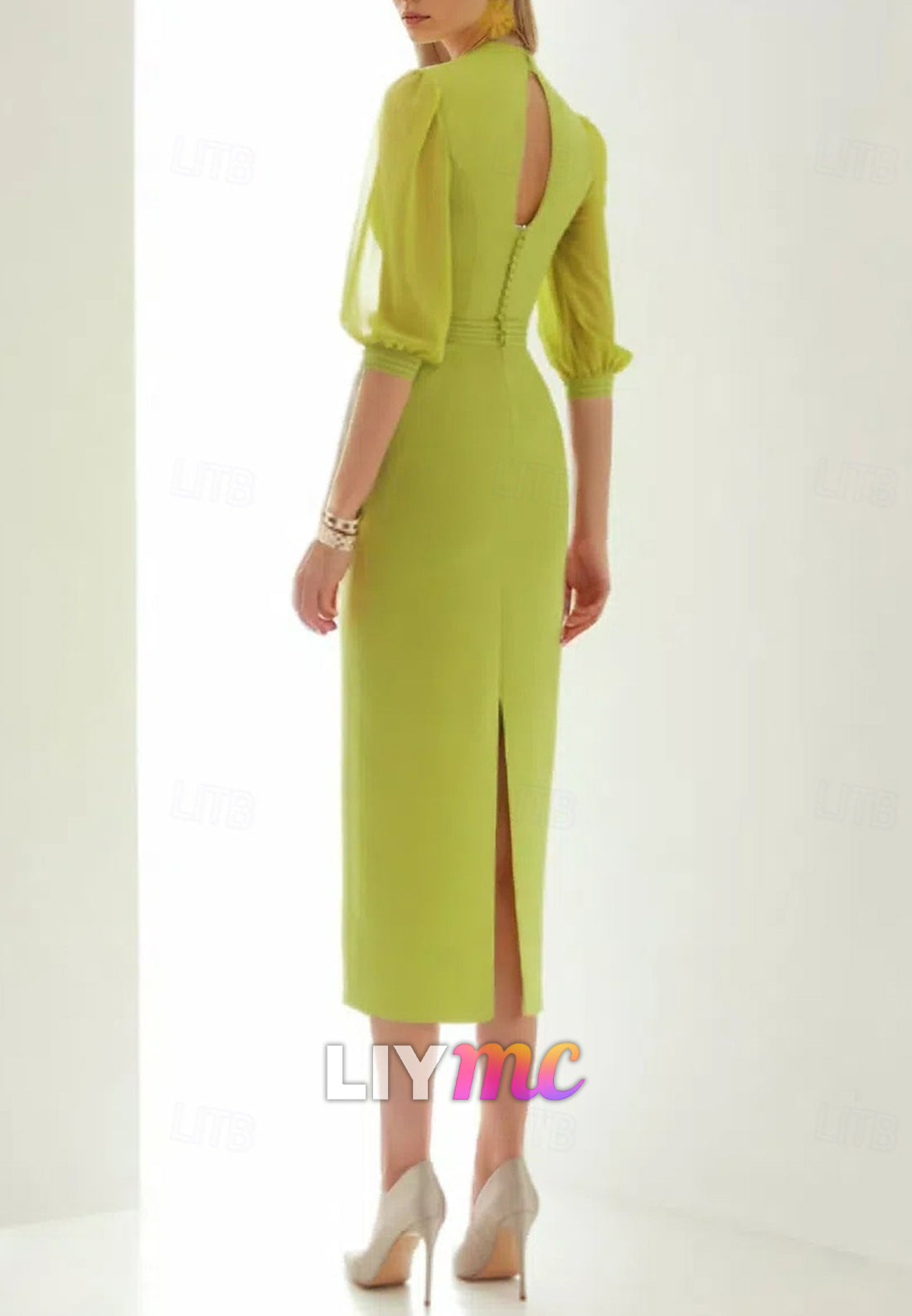 Sheath Column Cocktail Dresses Beach Wedding Elegant Dress Formal Ankle Length Half Sleeve V Neck Pock