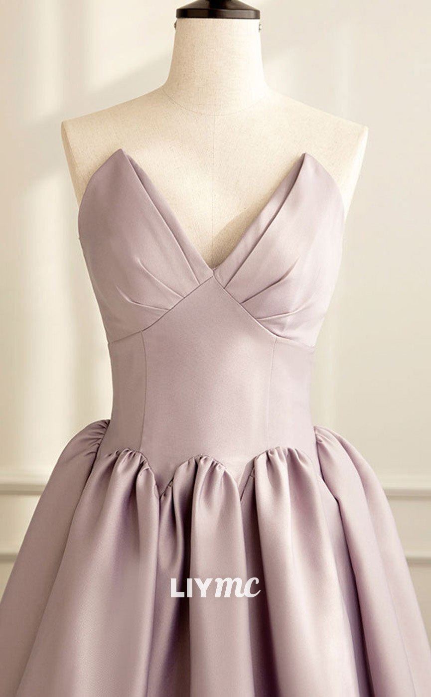 LP1922 - Simple A-line Satin Pink Long Prom Dress, Formal Bridesmaid Dress