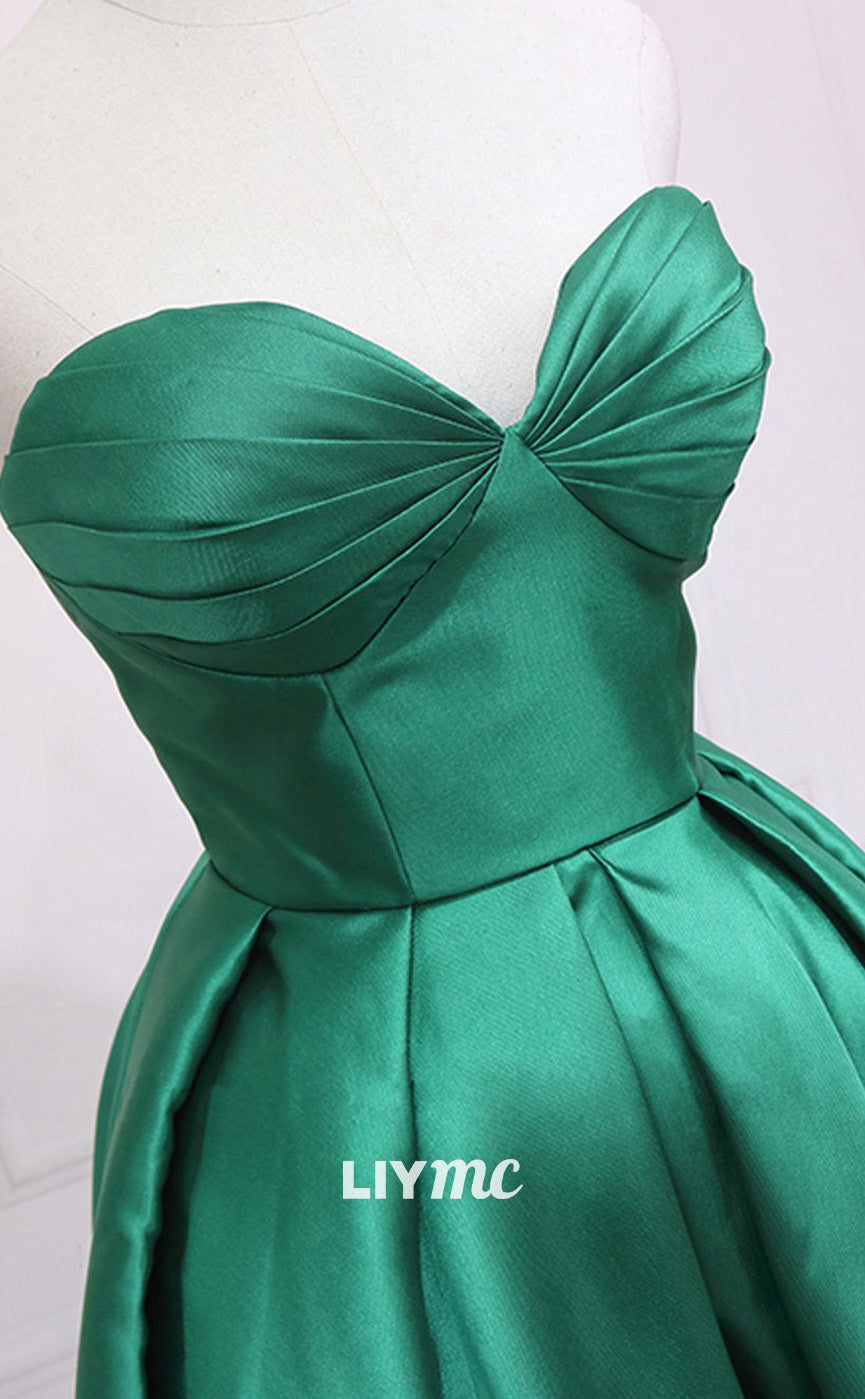 LP1881 - Simple Sweetheart Neck Green High Low Prom Dress, Green Prom Dress