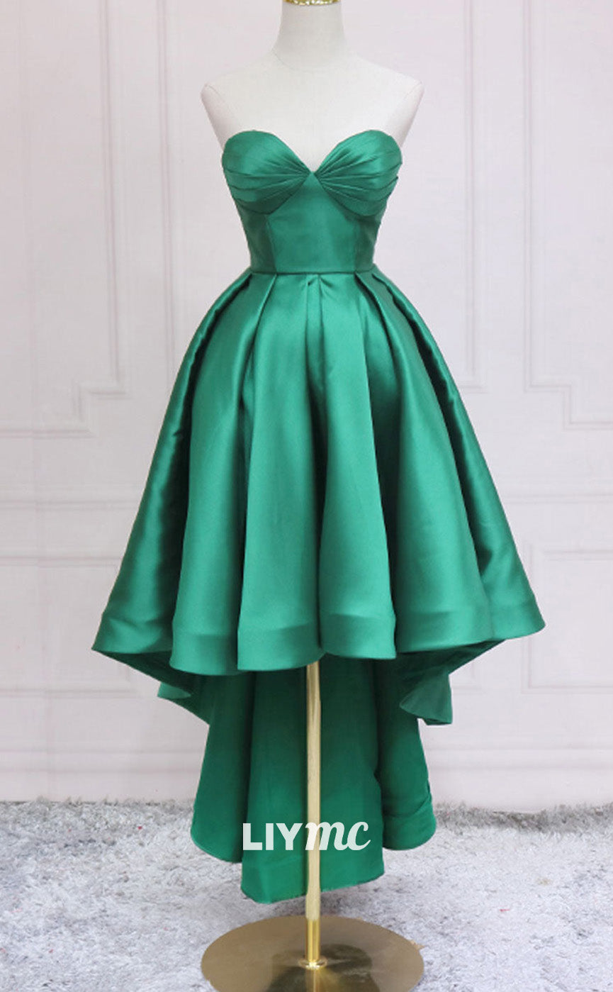 LP1881 - Simple Sweetheart Neck Green High Low Prom Dress, Green Prom Dress