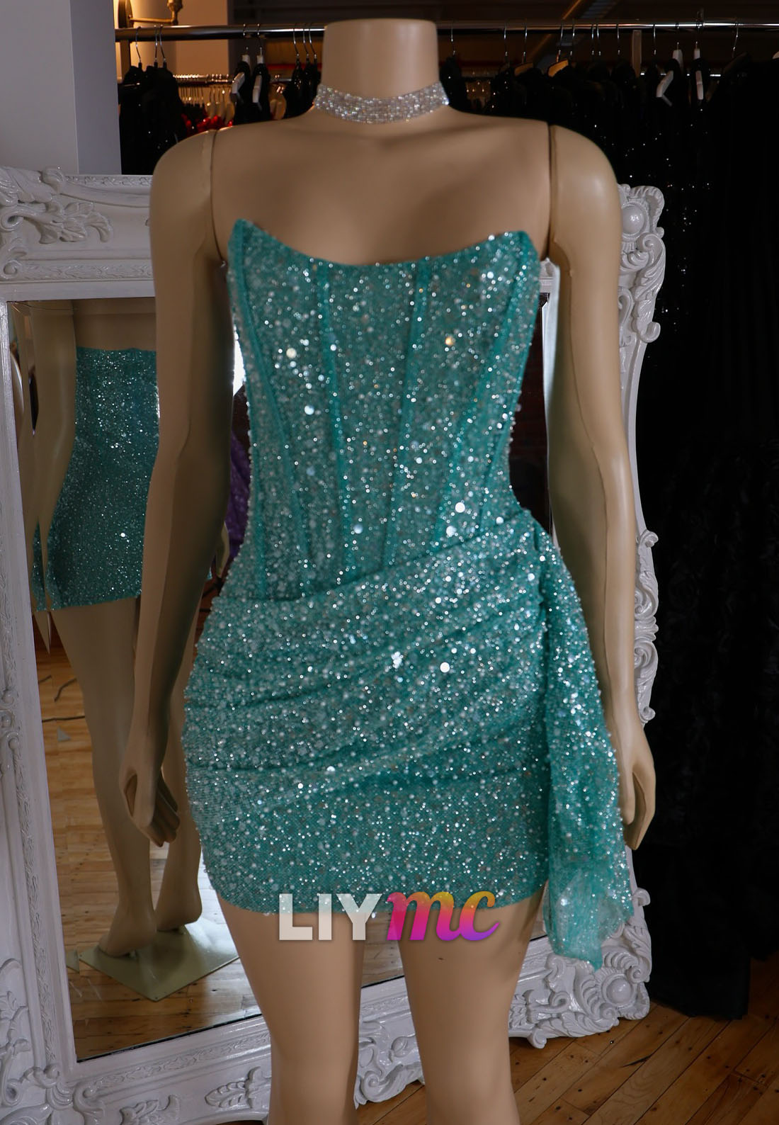 Sparkly Off-Shoulder Sequins Pleated Sheath Homecoming Dress