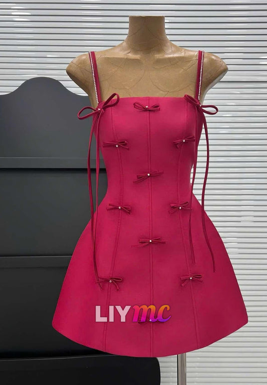 Square Bowknots A-Line Party Homecoming Dress