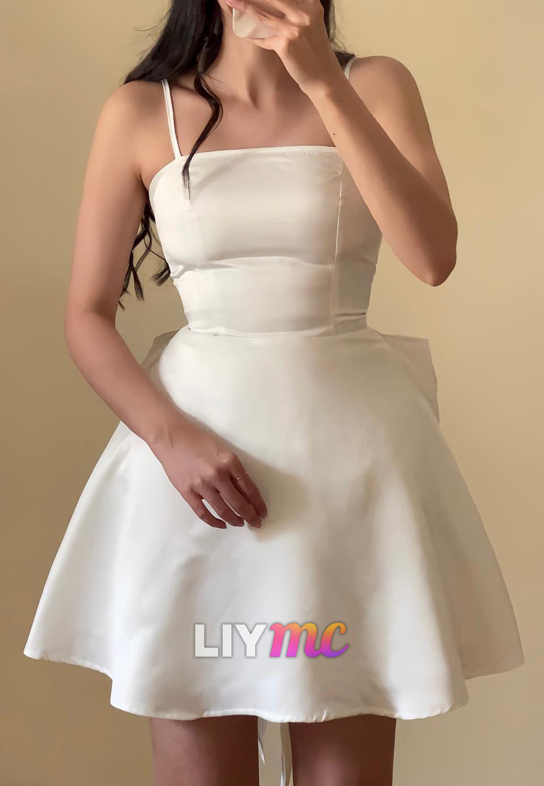 Square Spaghetti Straps Sleek A-Line Short Party Homecoming Dress