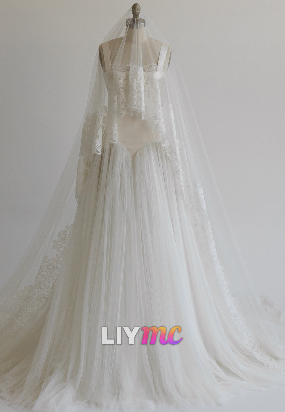 Square Straps Corset Tulle Ball Gown Wedding Dress