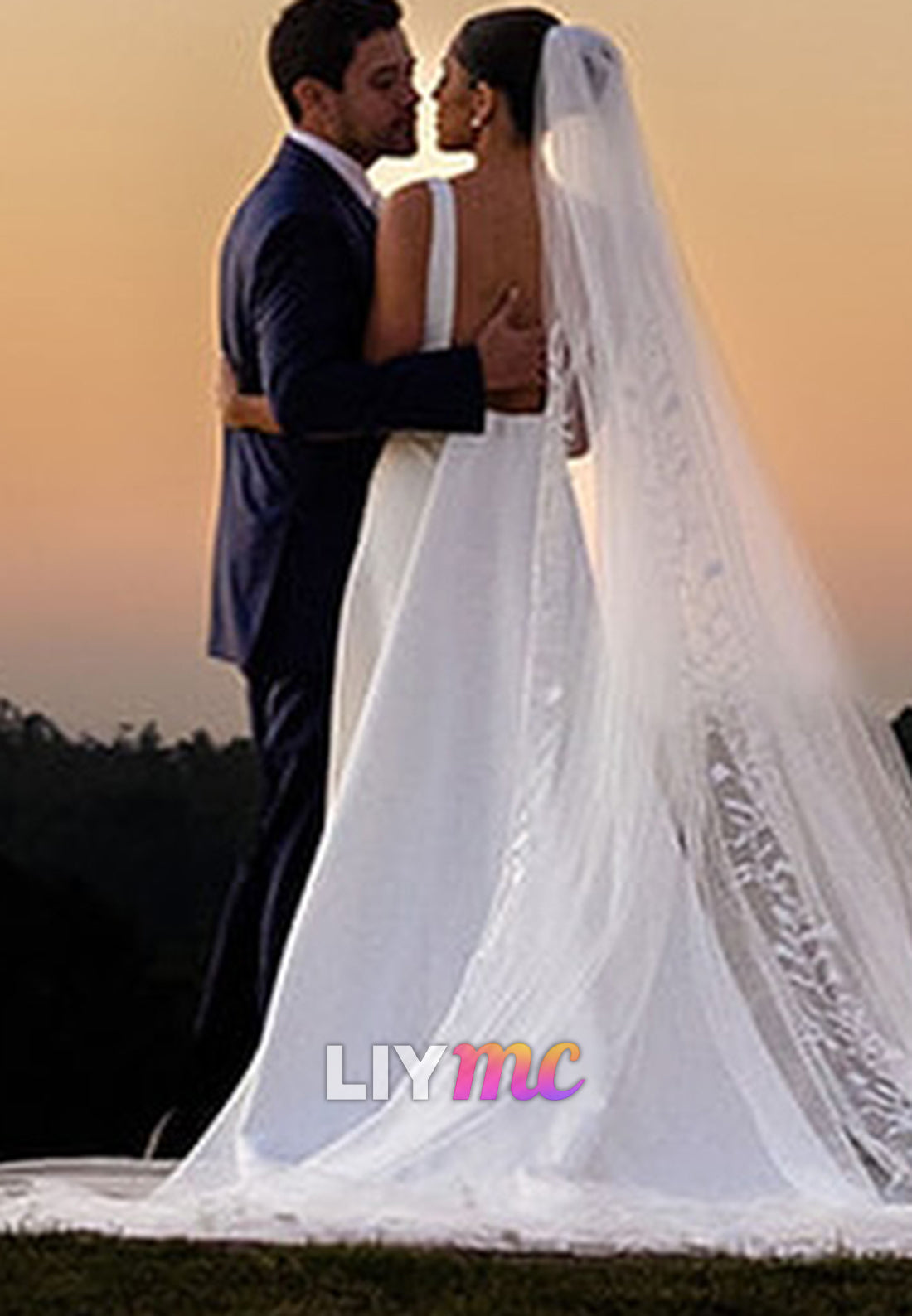 Square Straps Empire Waist Sleek Sheath Simple Wedding Dress