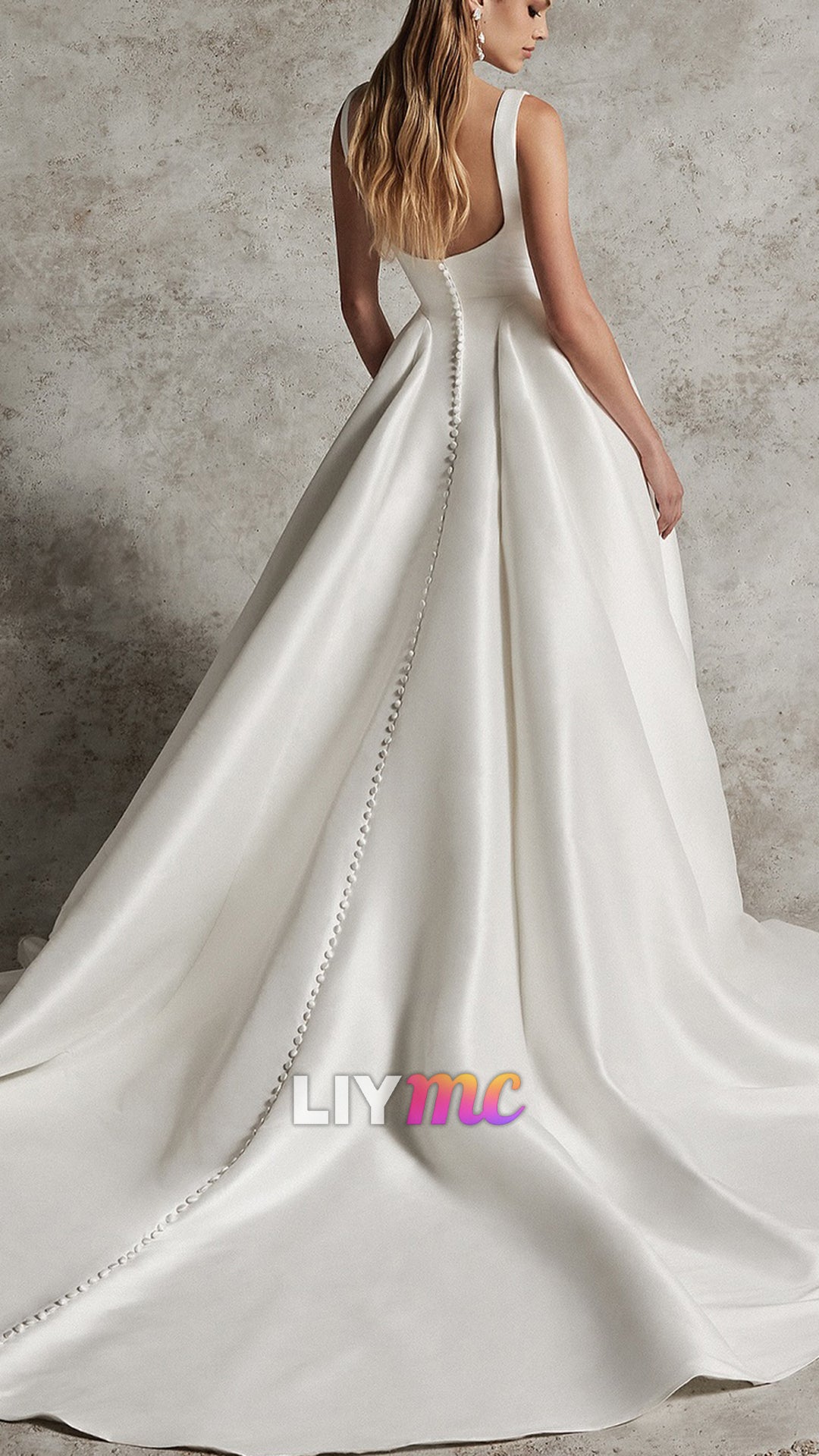 Square Straps Satin A-Line Wedding Dress
