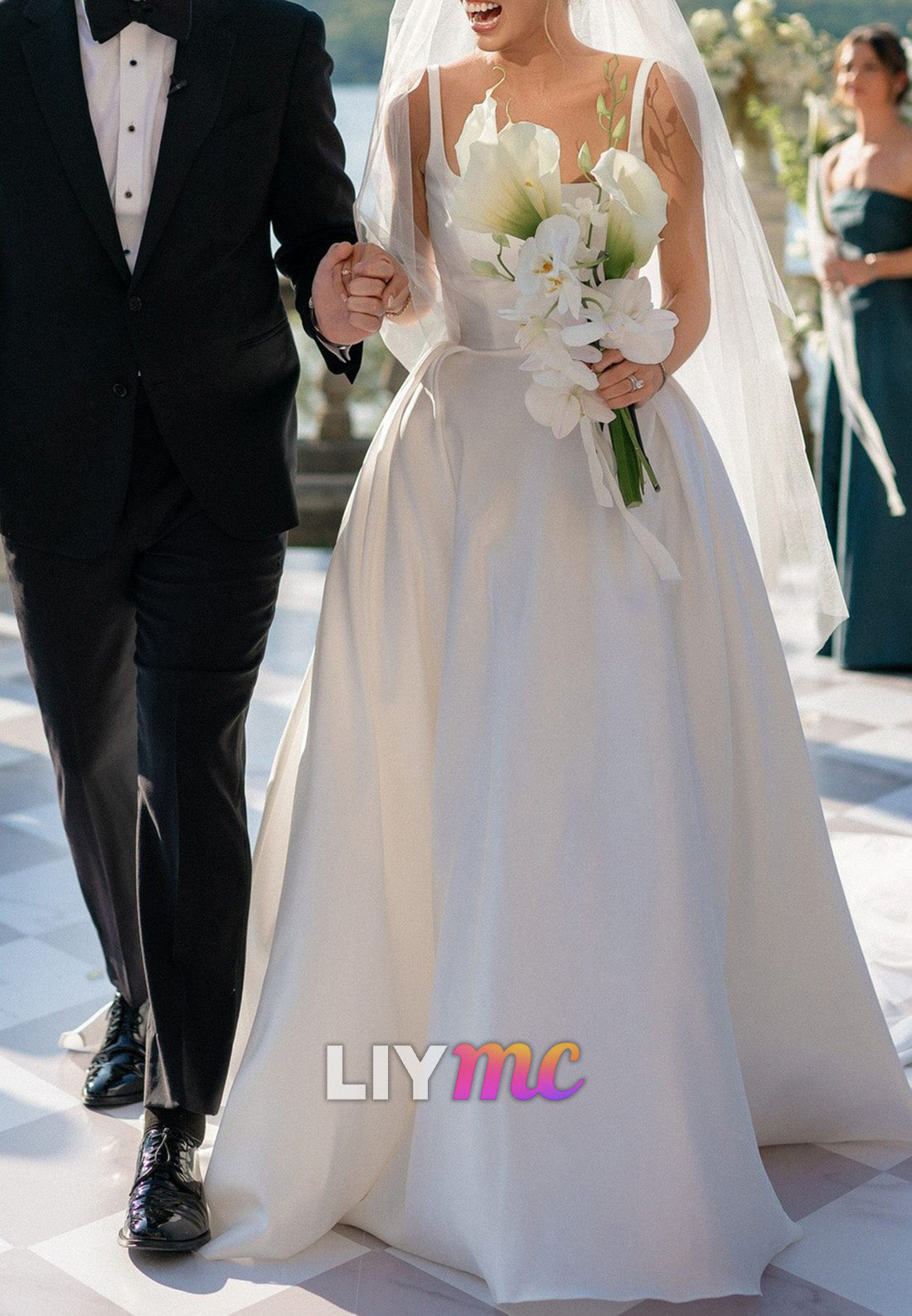 Square Straps Sleek A-Line Simple Wedding Dress