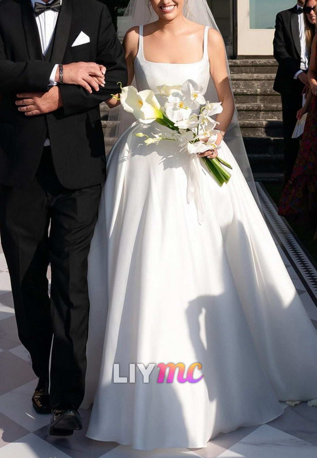 Square Straps Sleek A-Line Simple Wedding Dress