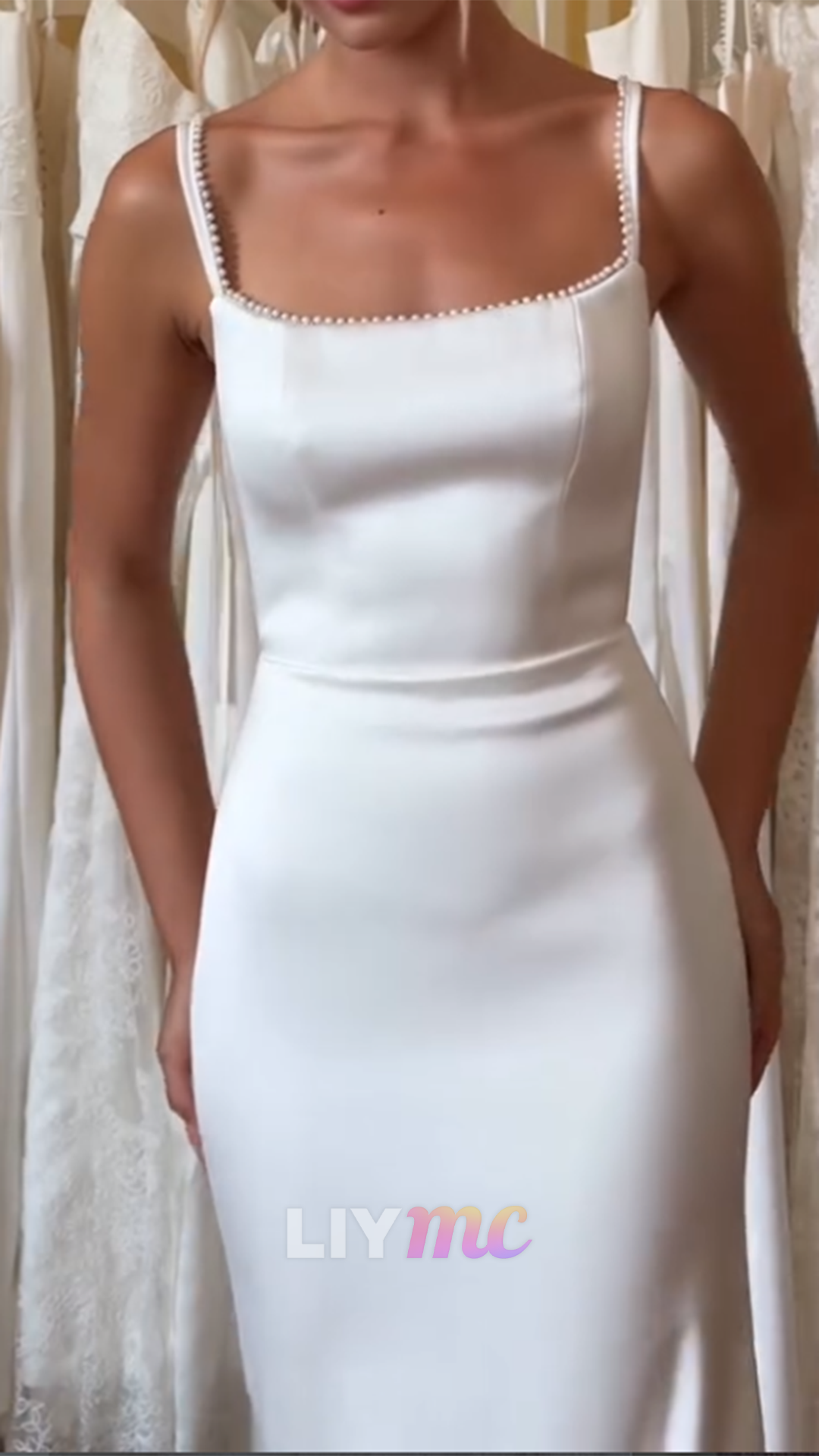 Square Straps Sleeveless Mermaid Wedding Dress