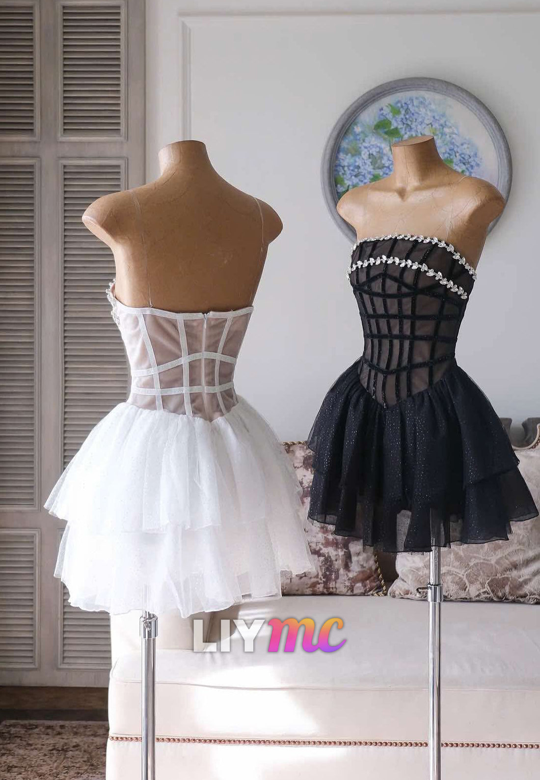 Straight Across Beaded Tiered A-Line Party Homecoming Dress