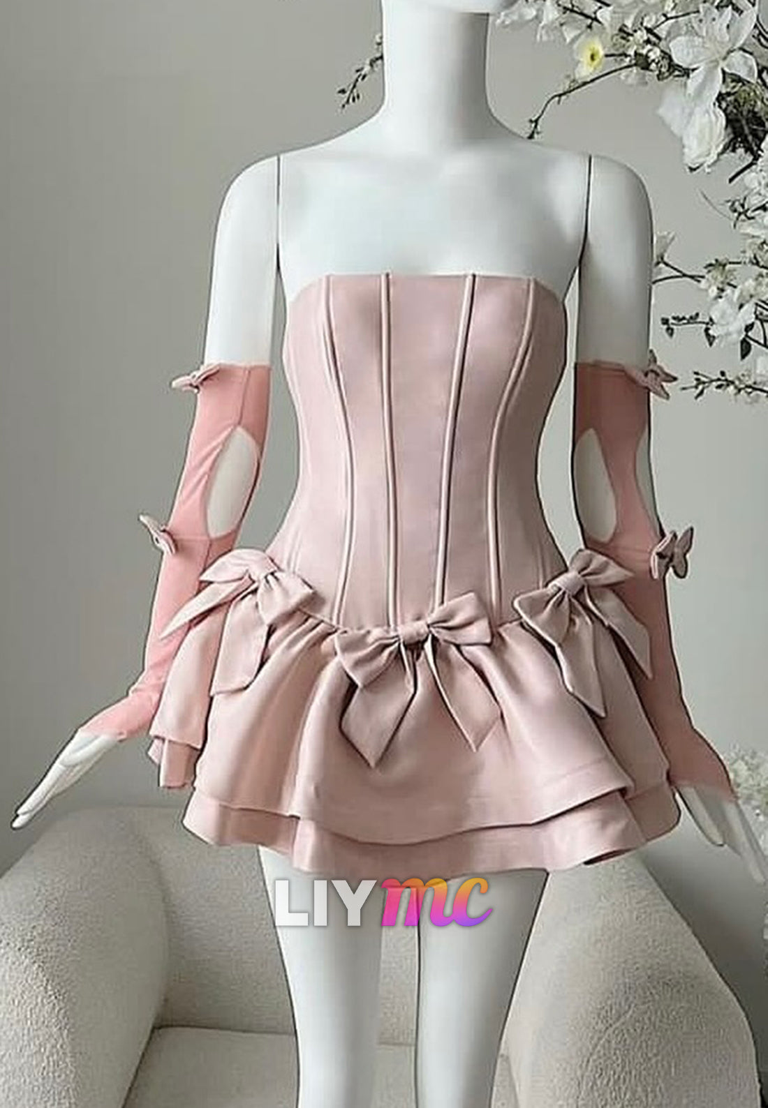Straight Across Bowknot A-Line Party Homecoming Dress