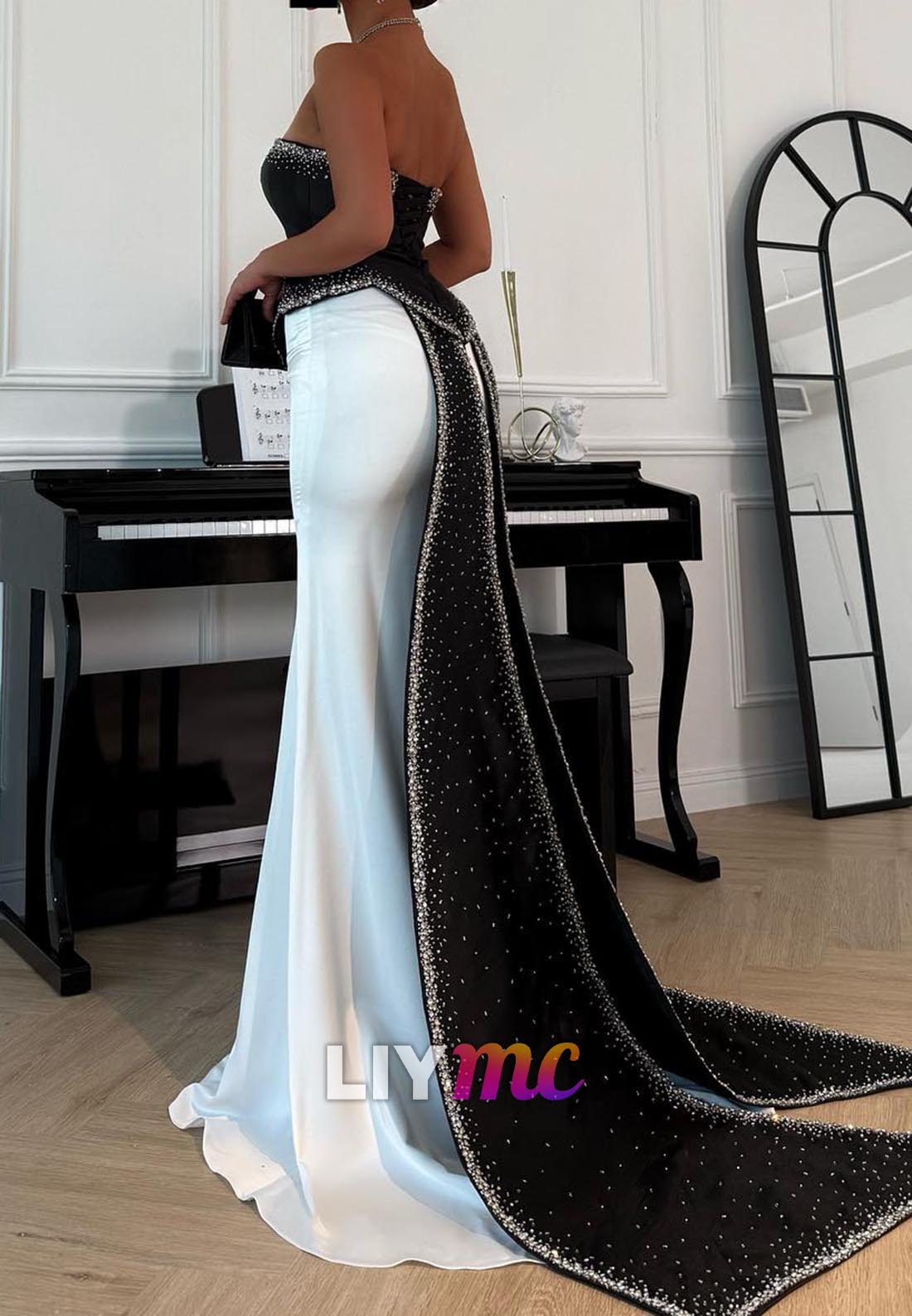 Straight Across Corset Sleeveless Fitted Mermaid Evening Dress