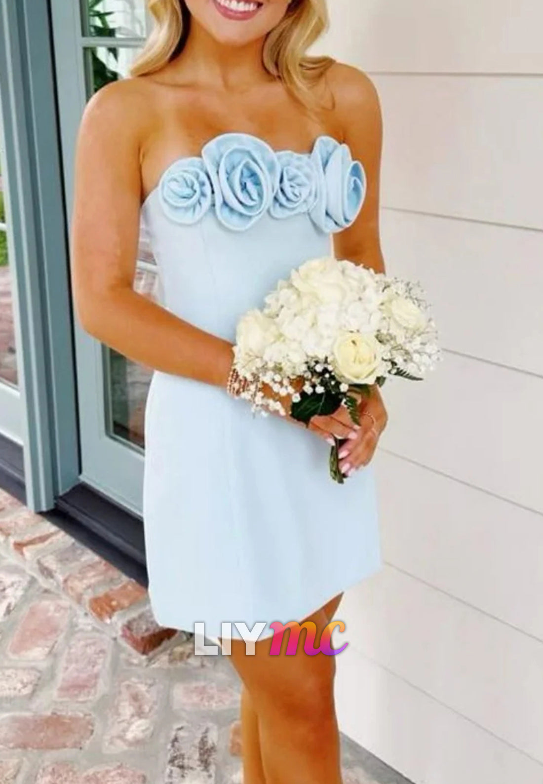 Straight Across Floral Embellished Sheath Party Homecoming Dress