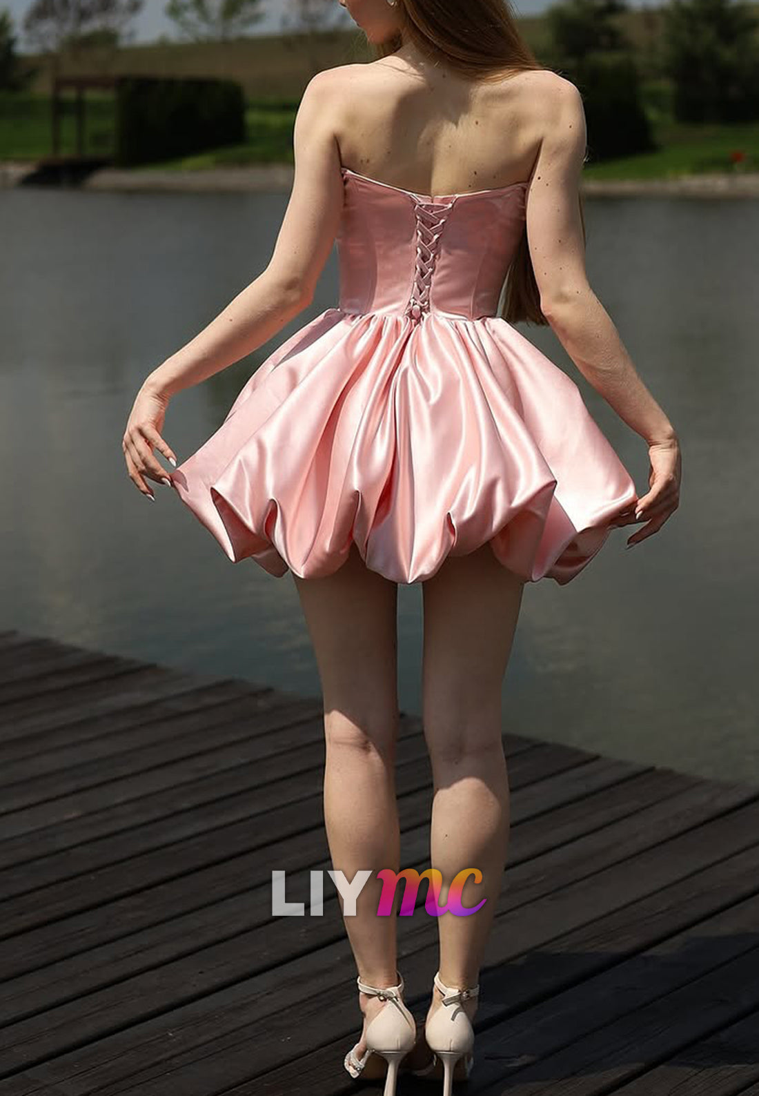 Straight Across Pleated A-Line Party Homecoming Dress