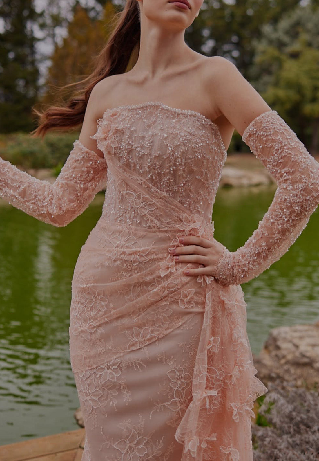 Straight Across Sleeveless Appliques Floral Mermaid Prom Dress